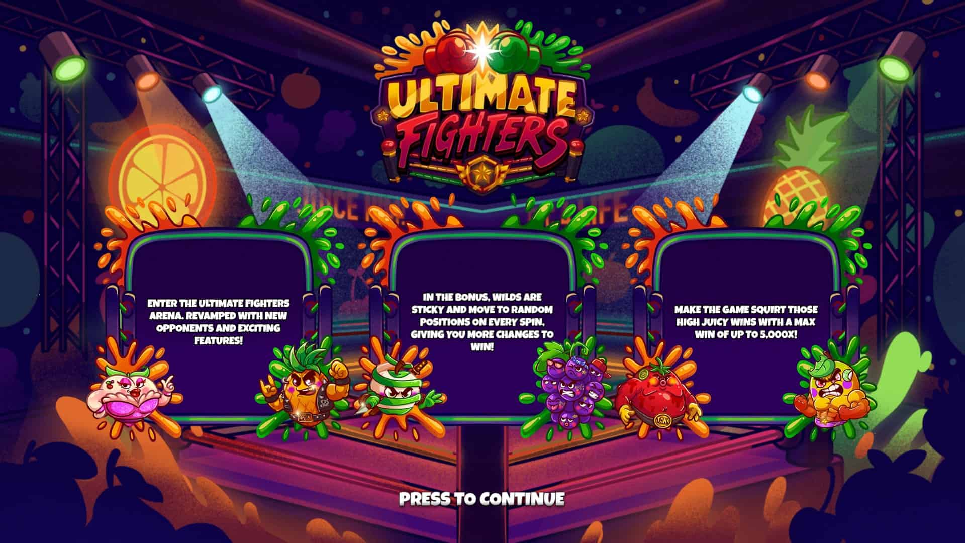 Ultimate Fighters slot intro screen
