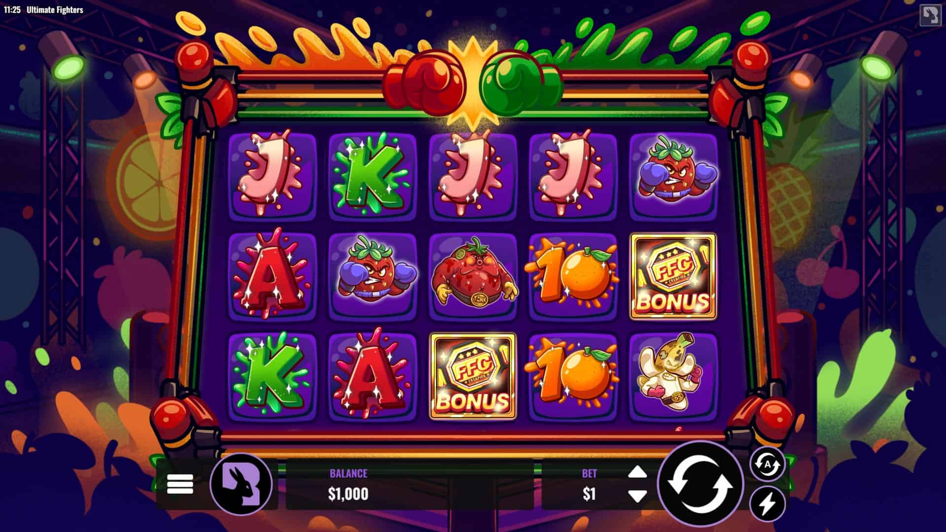 Ultimate Fighters slot gameplay reels
