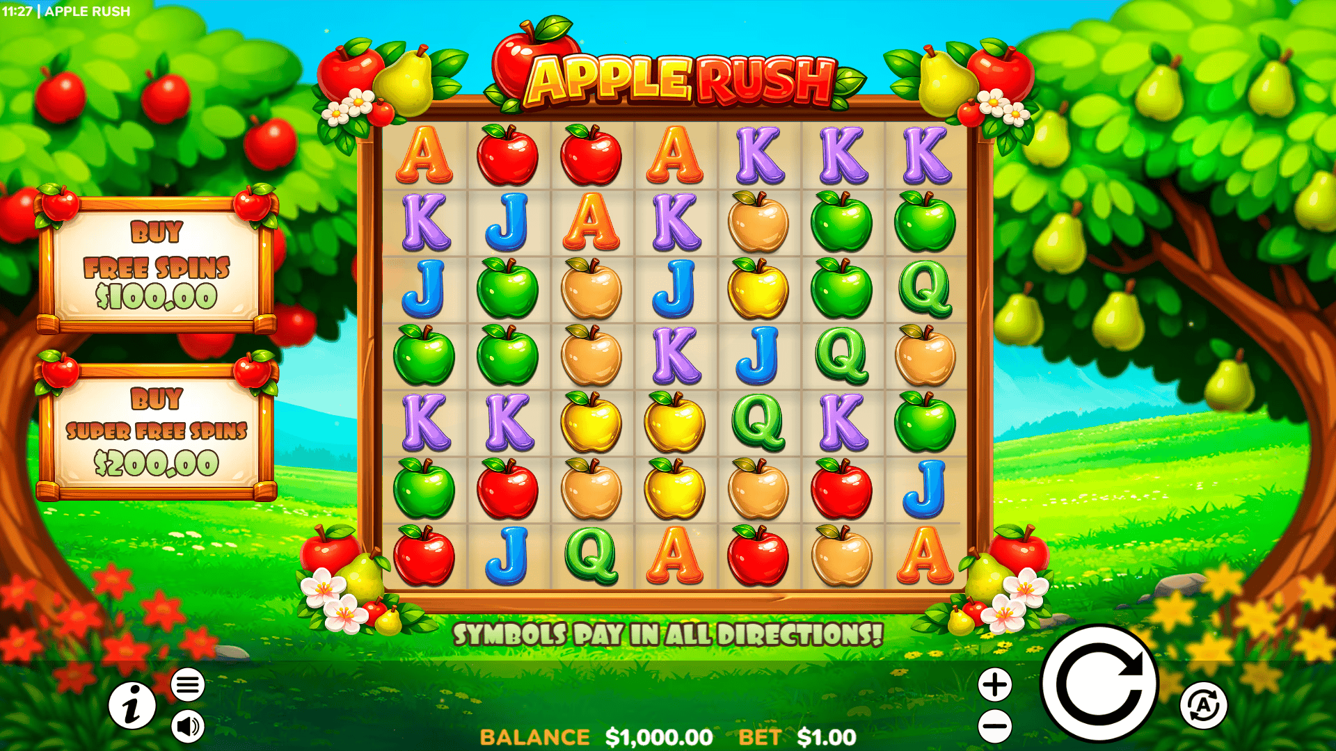 Apple Rush slot gameplay reels