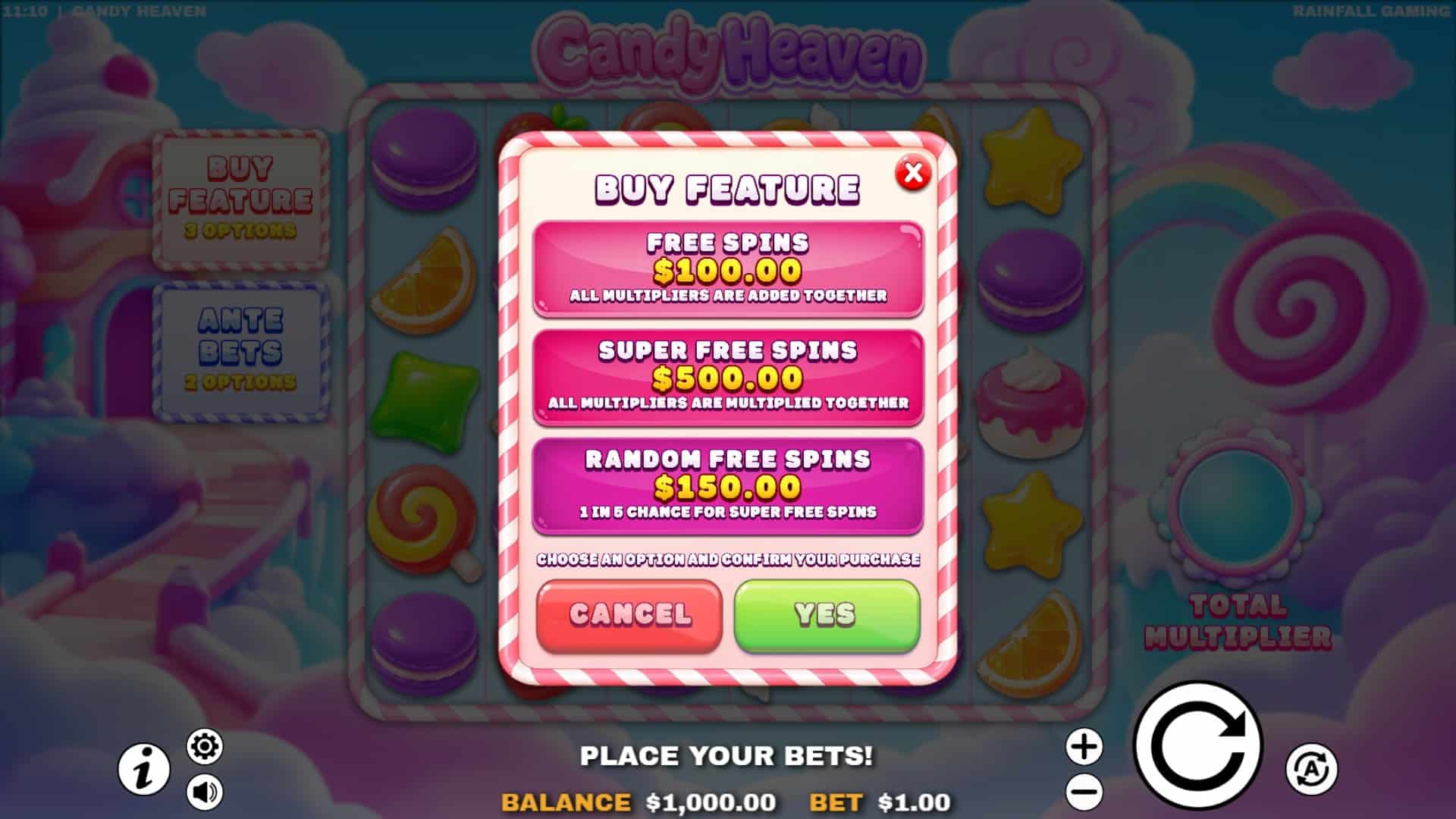 Candy Heaven bonus buy menu