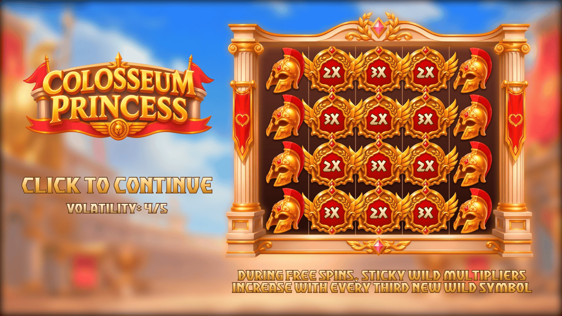 Colosseum Princess slot intro screen