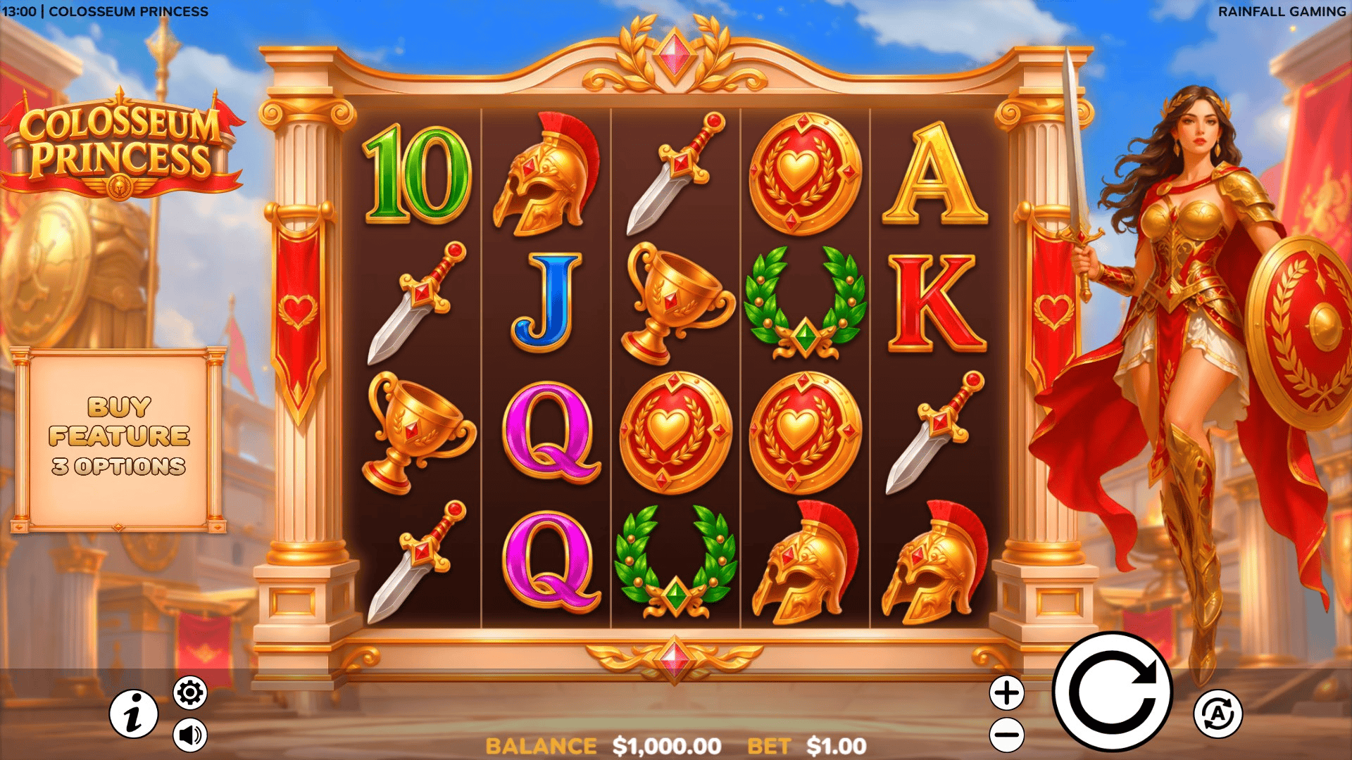 Colosseum Princess slot gameplay reels