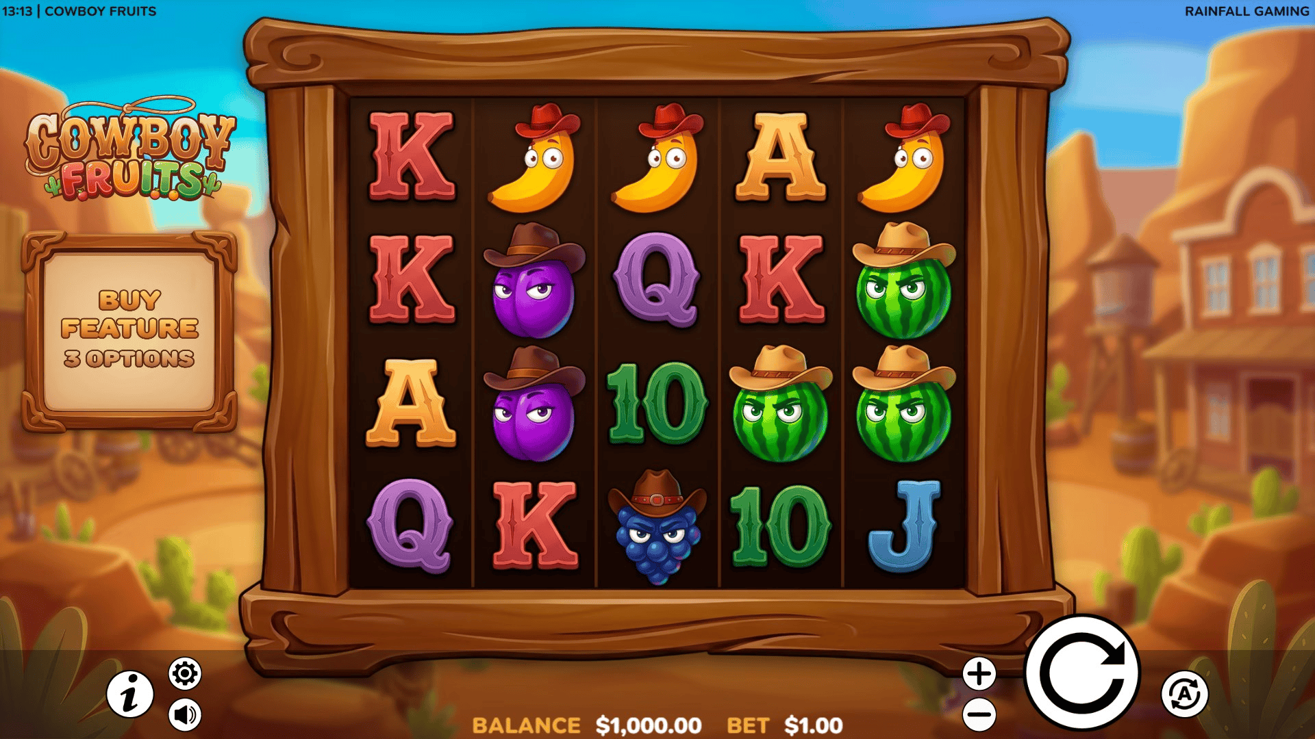 Cowboy Fruits slot gameplay reels