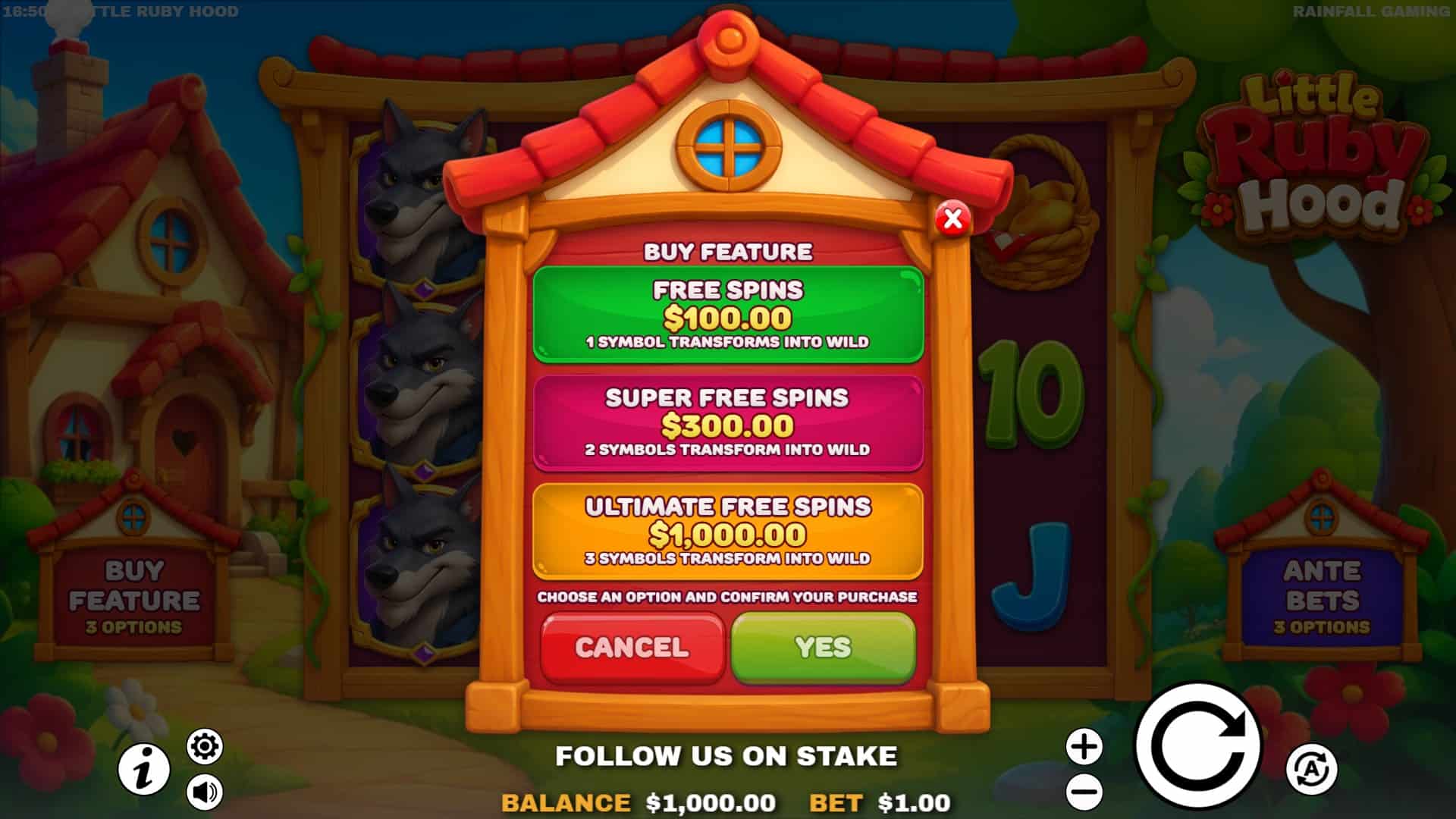Little Ruby Hood bonus buy menu