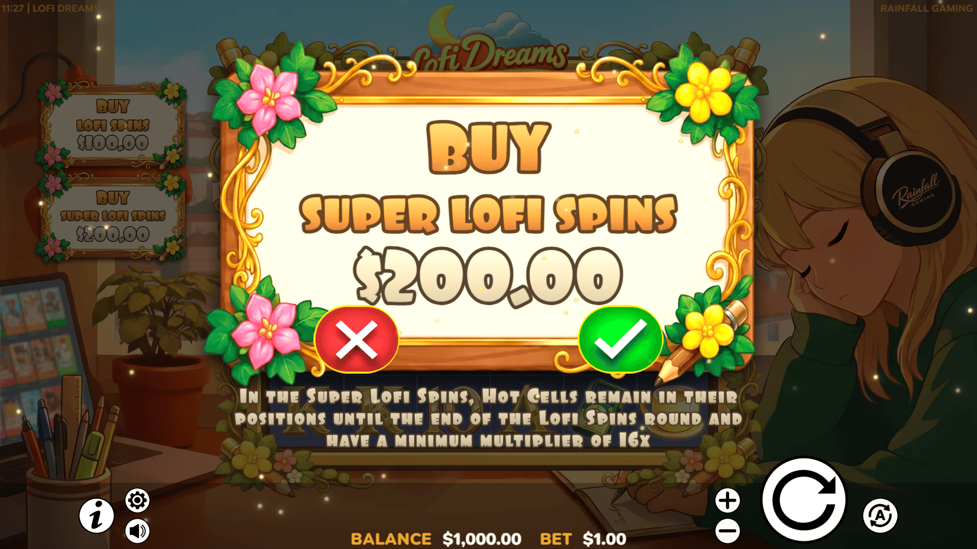 Lofi Dreams bonus buy menu