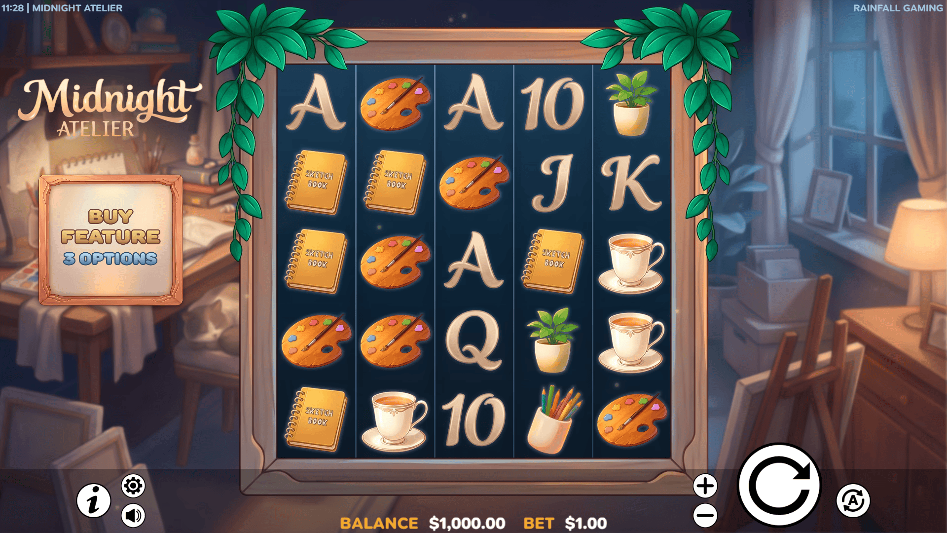 Midnight Atelier slot gameplay reels