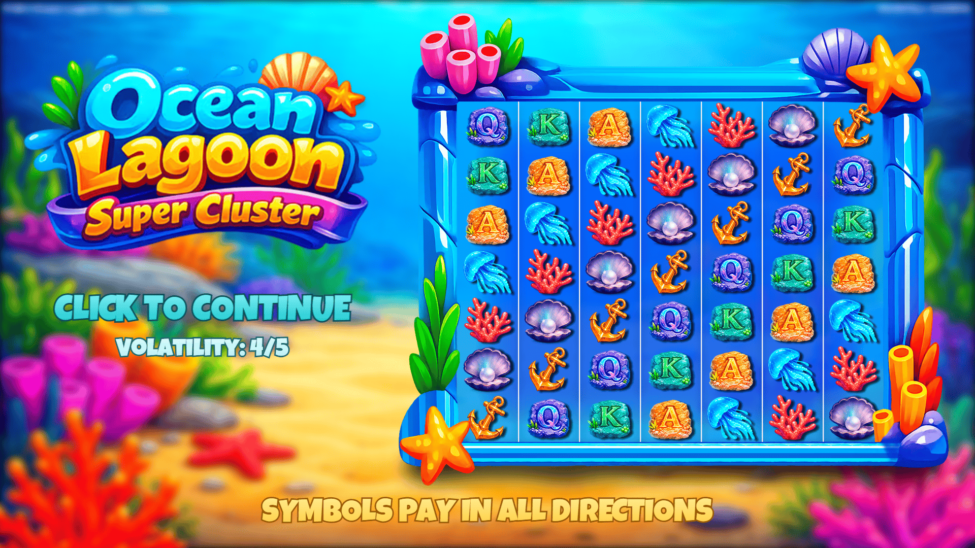 Ocean Lagoon: Super Cluster slot intro screen