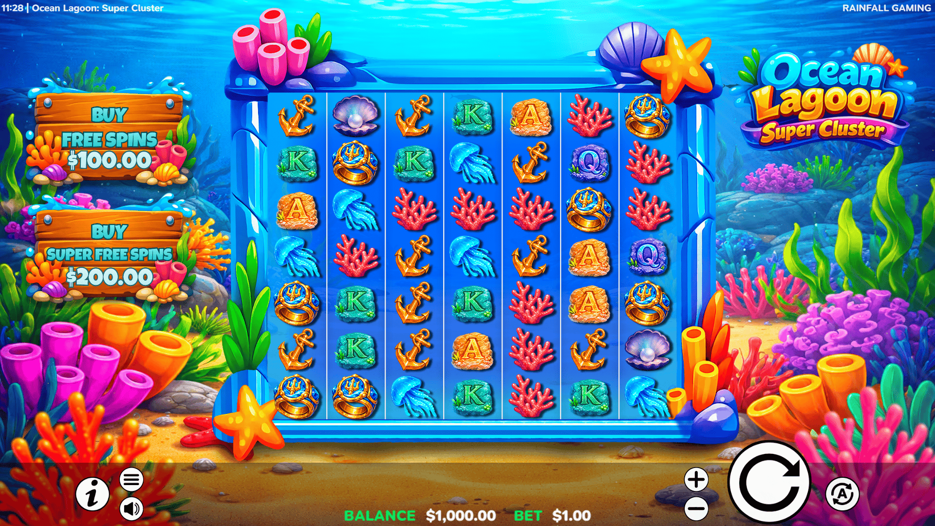 Ocean Lagoon: Super Cluster slot gameplay reels