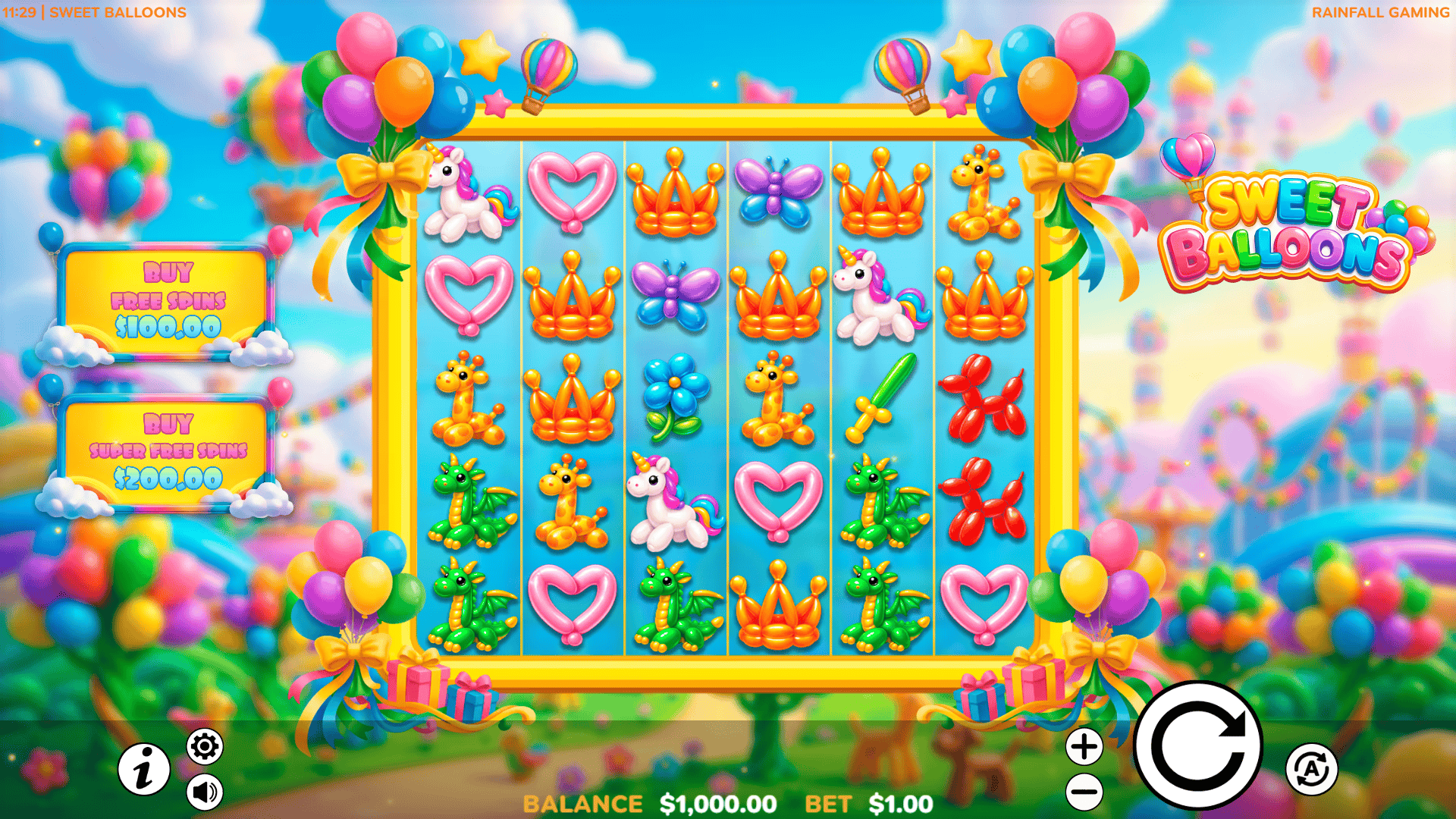 Sweet Balloons slot gameplay reels