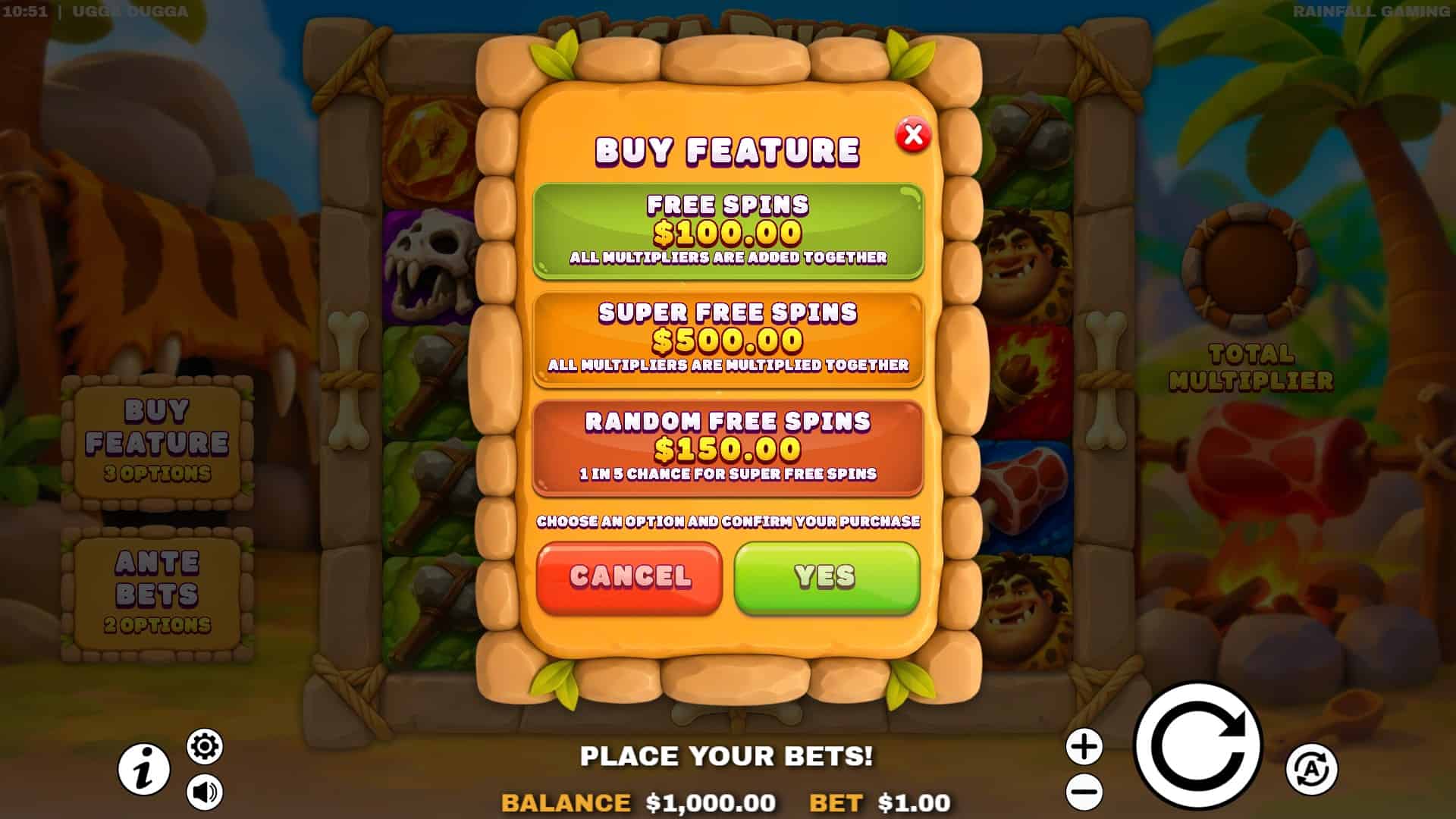 Ugga Dugga bonus buy menu
