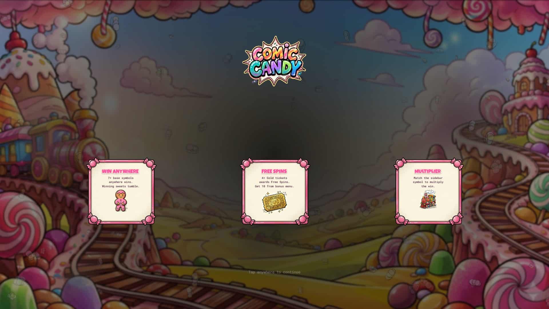 Comic Candy slot intro screen
