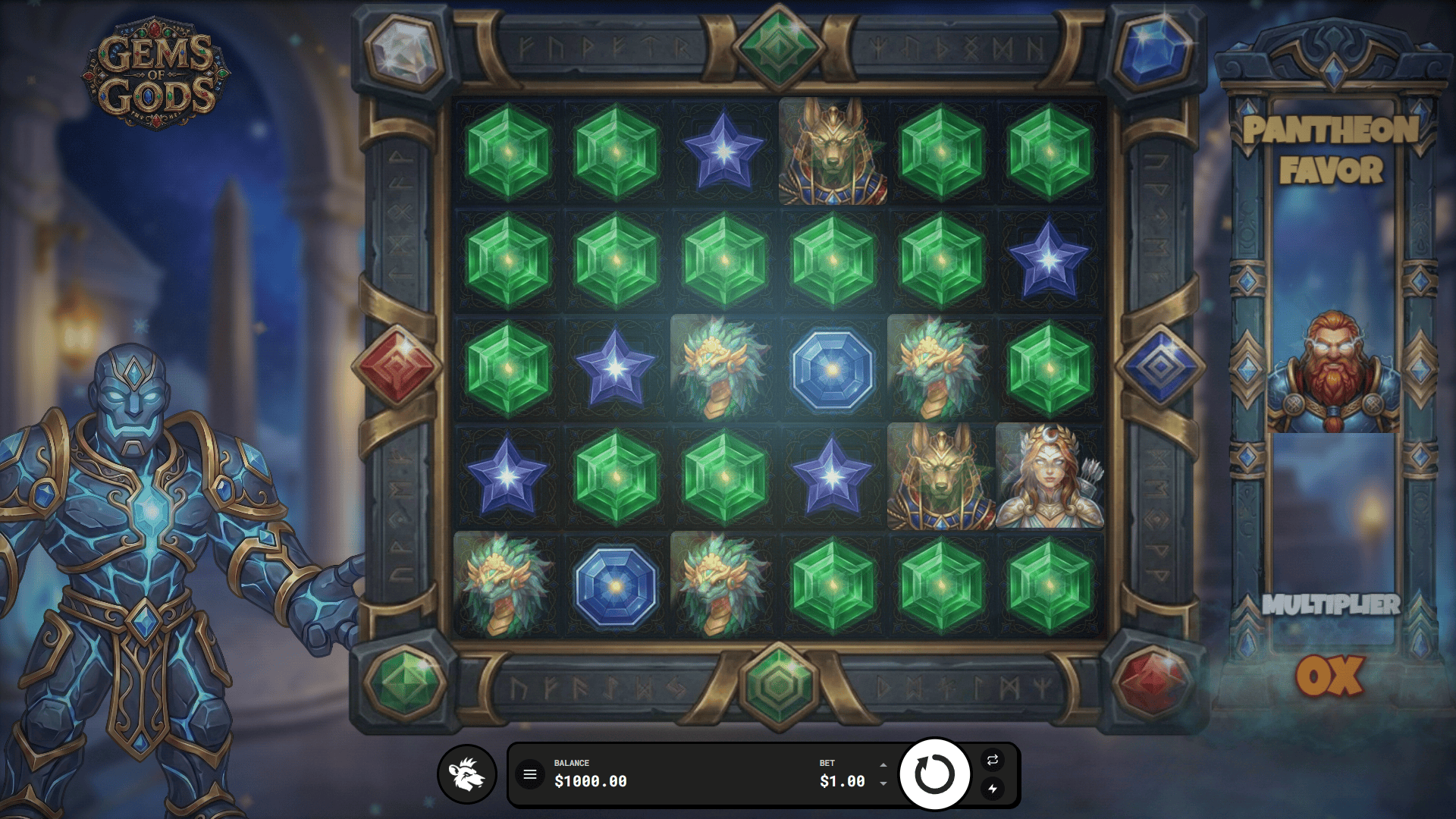 Gems of Gods slot gameplay reels