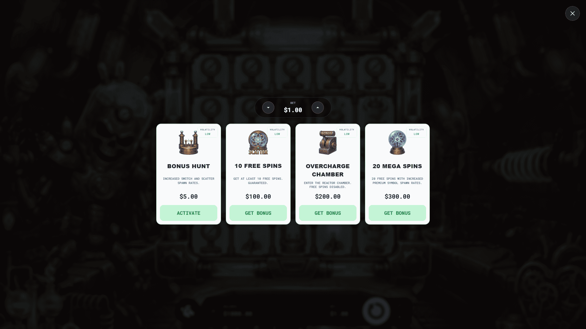 Mad Machine bonus buy menu