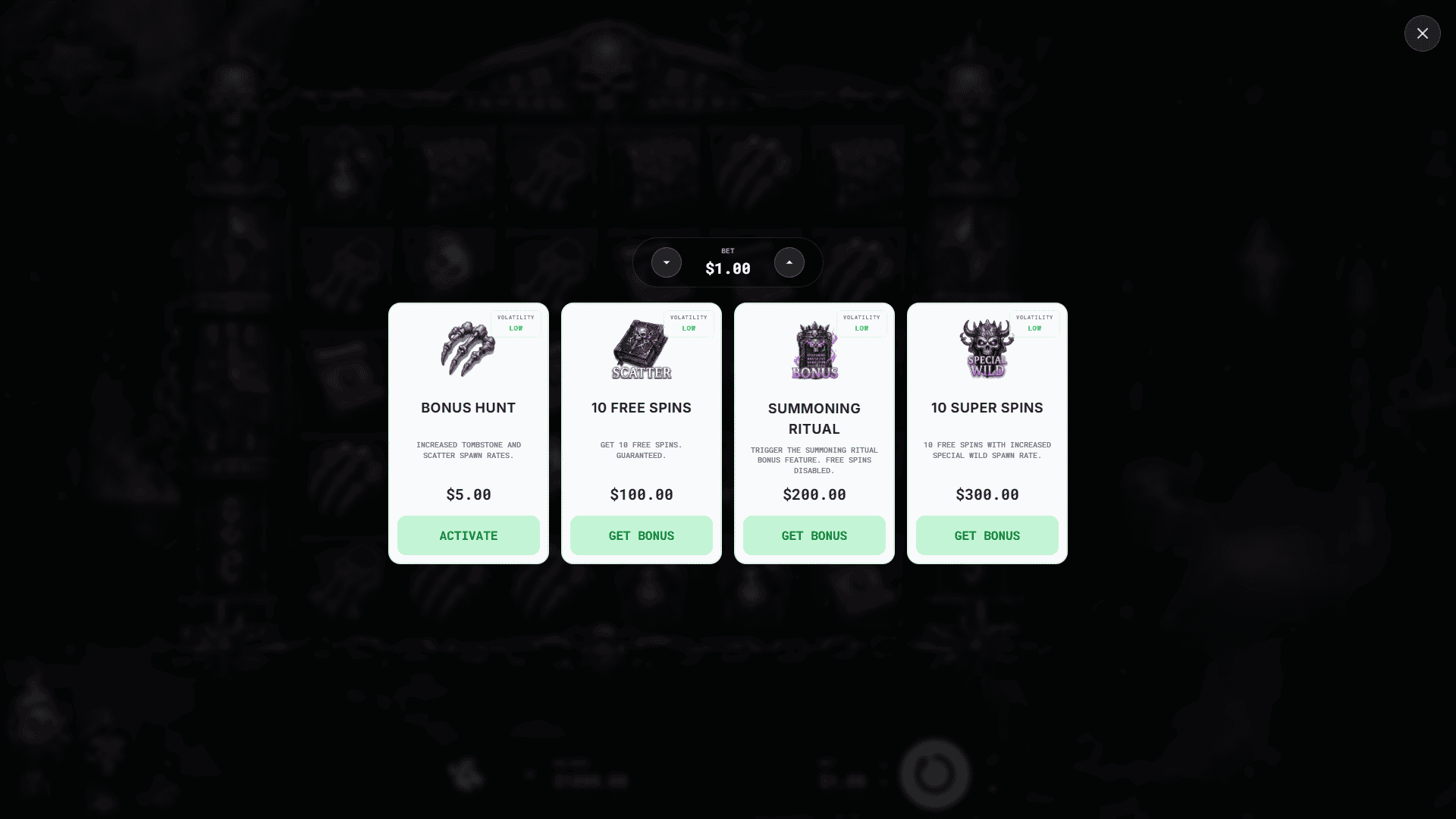 Nyx The Necromancer bonus buy menu