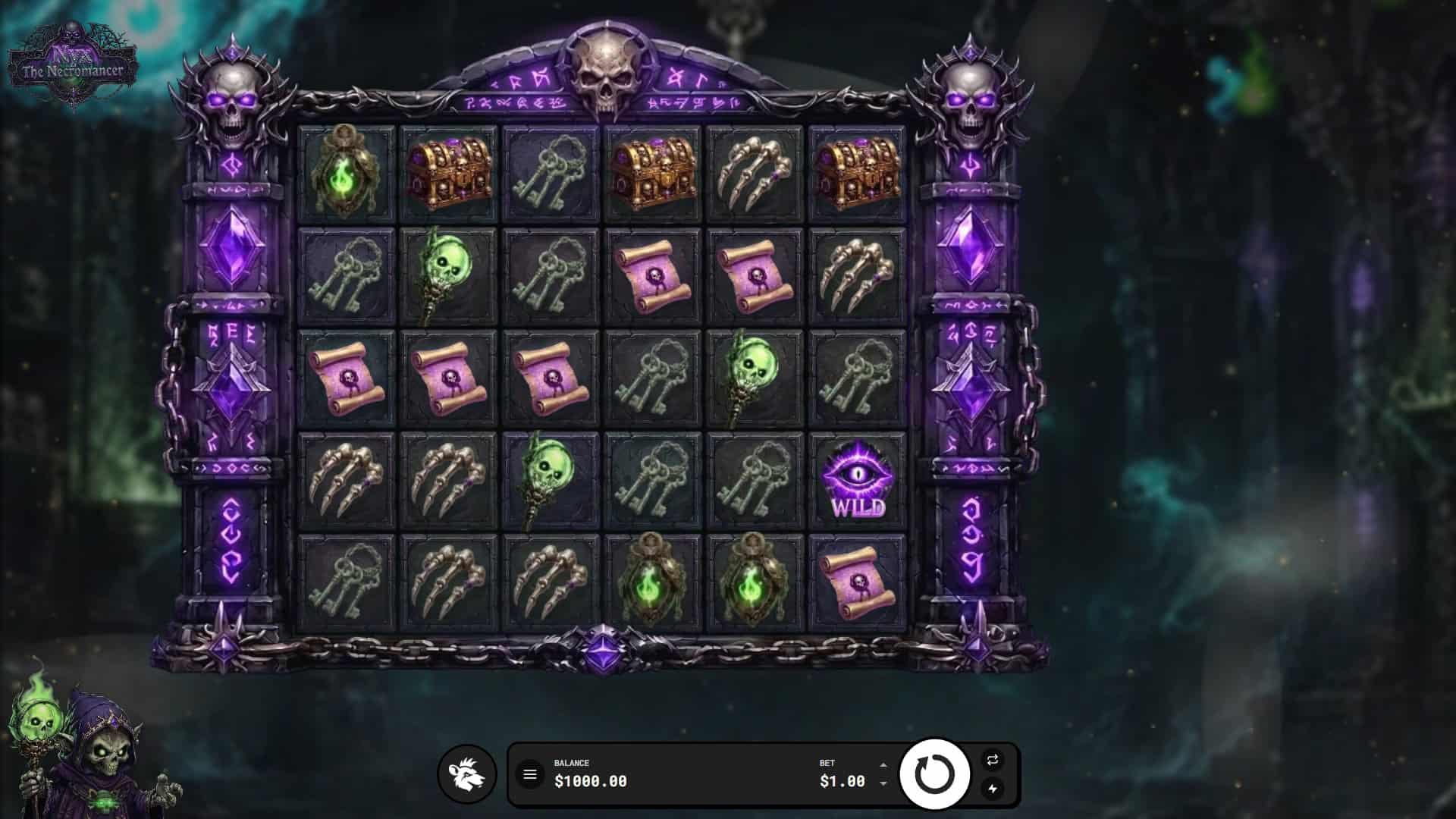 Nyx The Necromancer slot gameplay reels