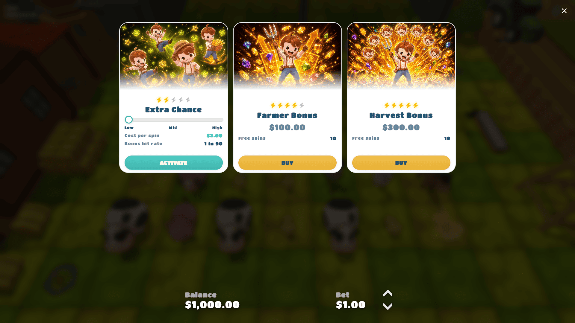Farm Pop 3D bonus buy menu