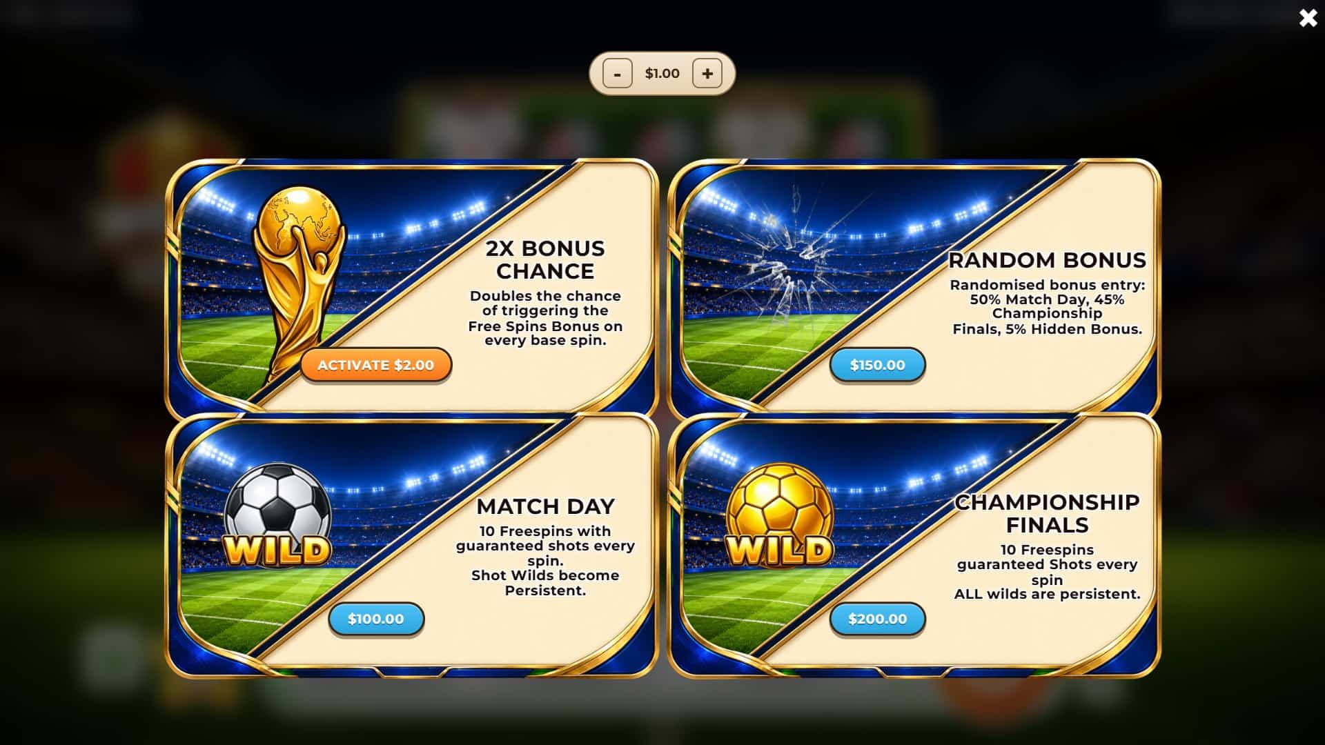 World Cup bonus buy menu