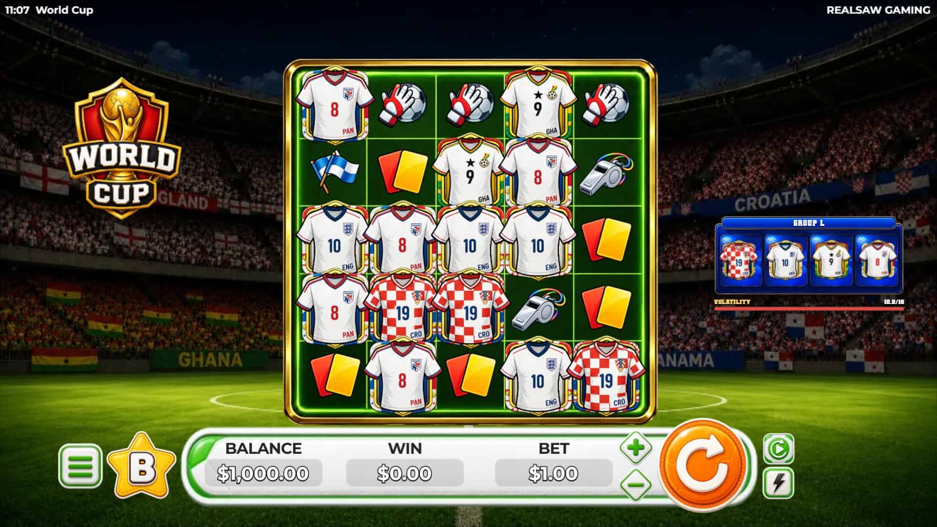 World Cup slot gameplay reels