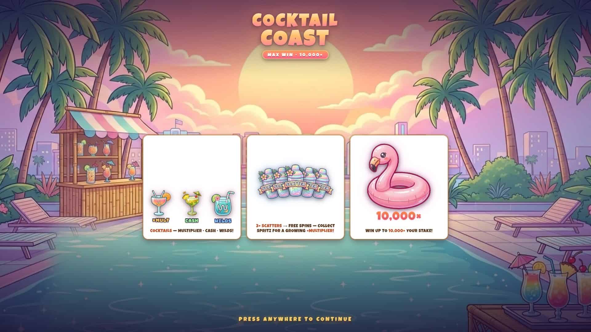 Cocktail Coast slot intro screen
