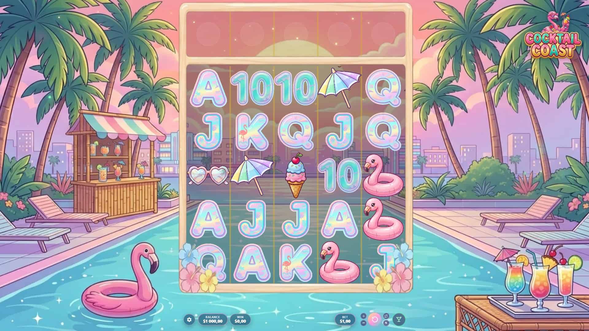 Cocktail Coast slot gameplay reels
