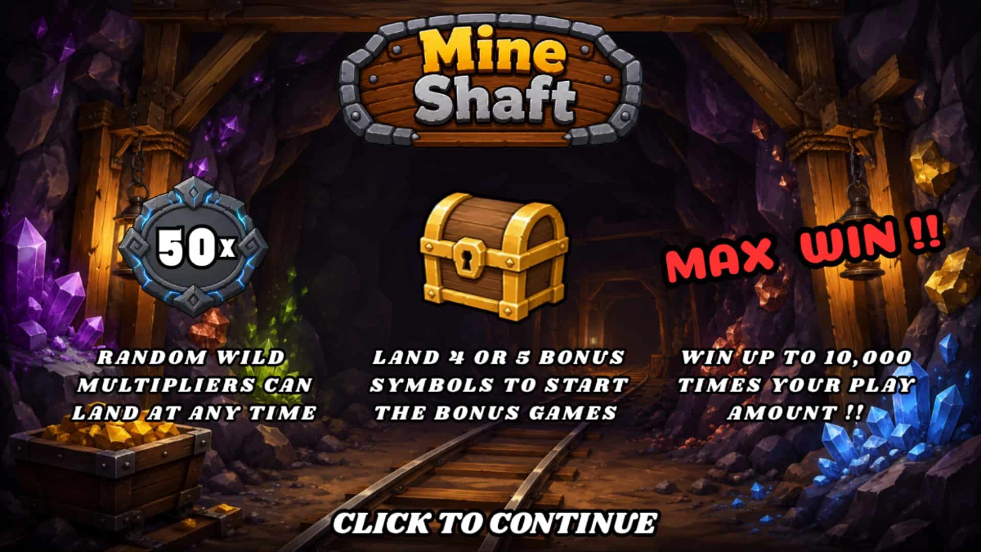 Mine Shaft slot intro screen