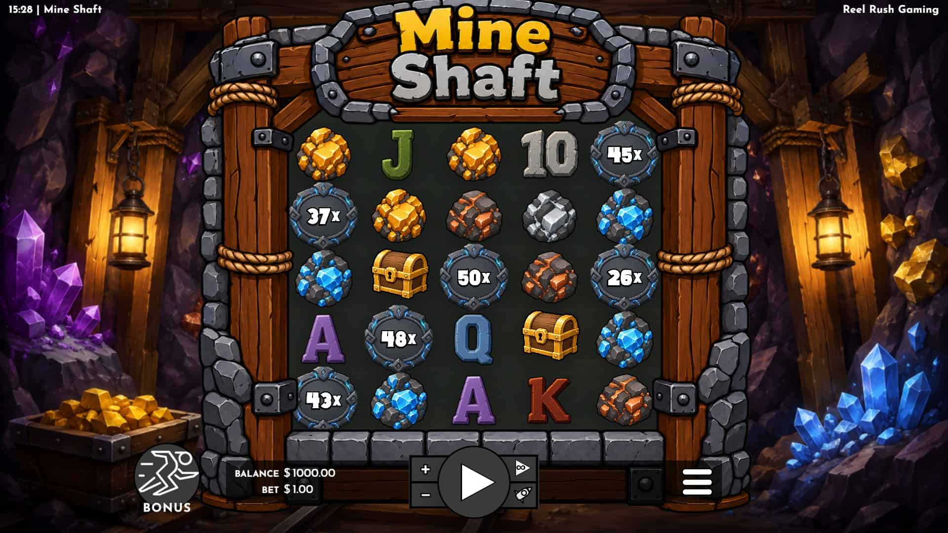 Mine Shaft slot gameplay reels