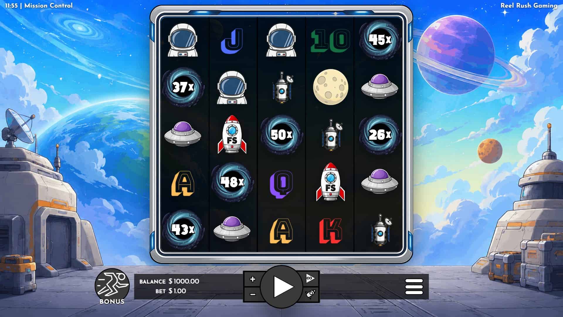 Mission Control slot gameplay reels