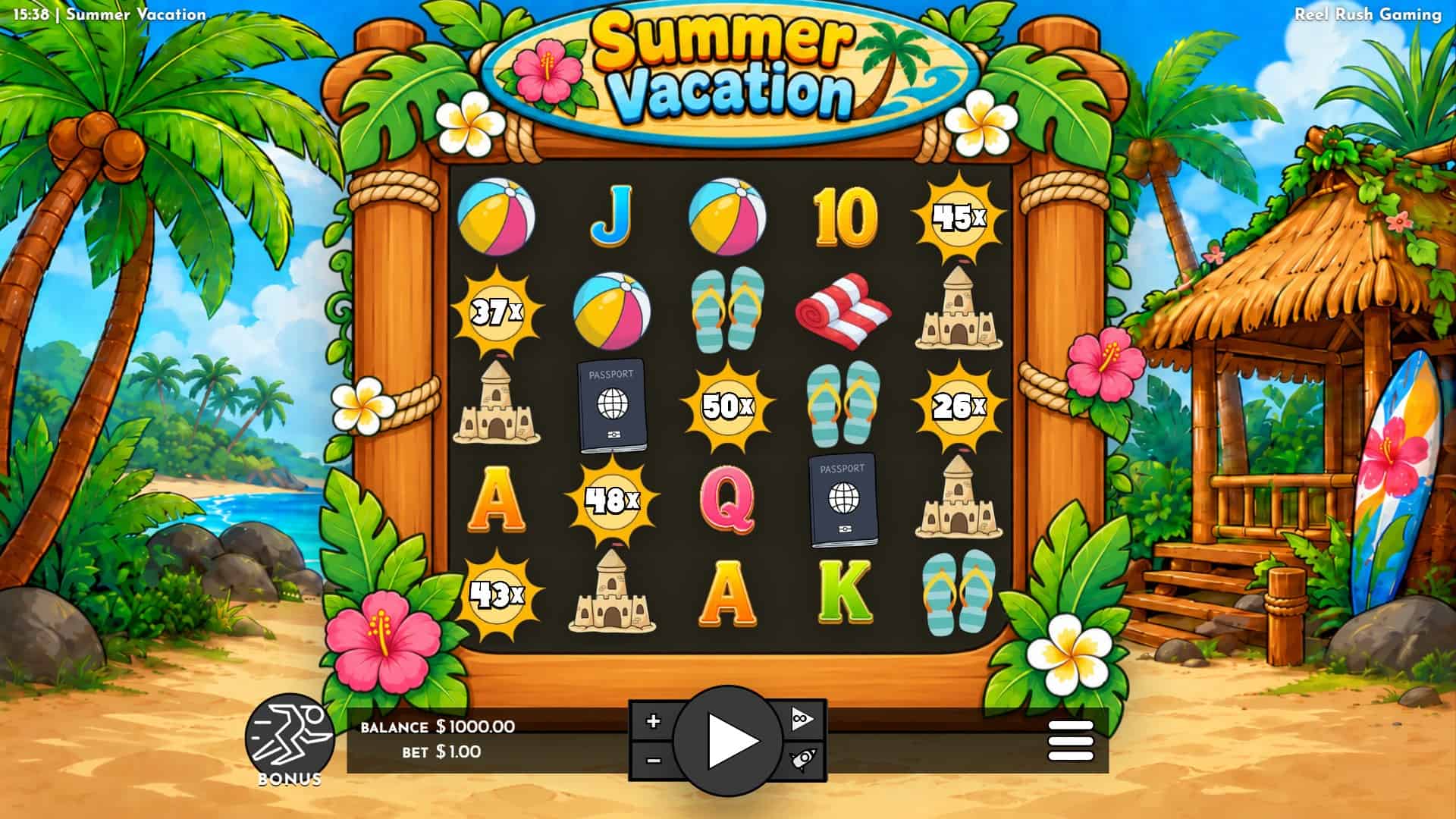 Summer Vacation slot gameplay reels