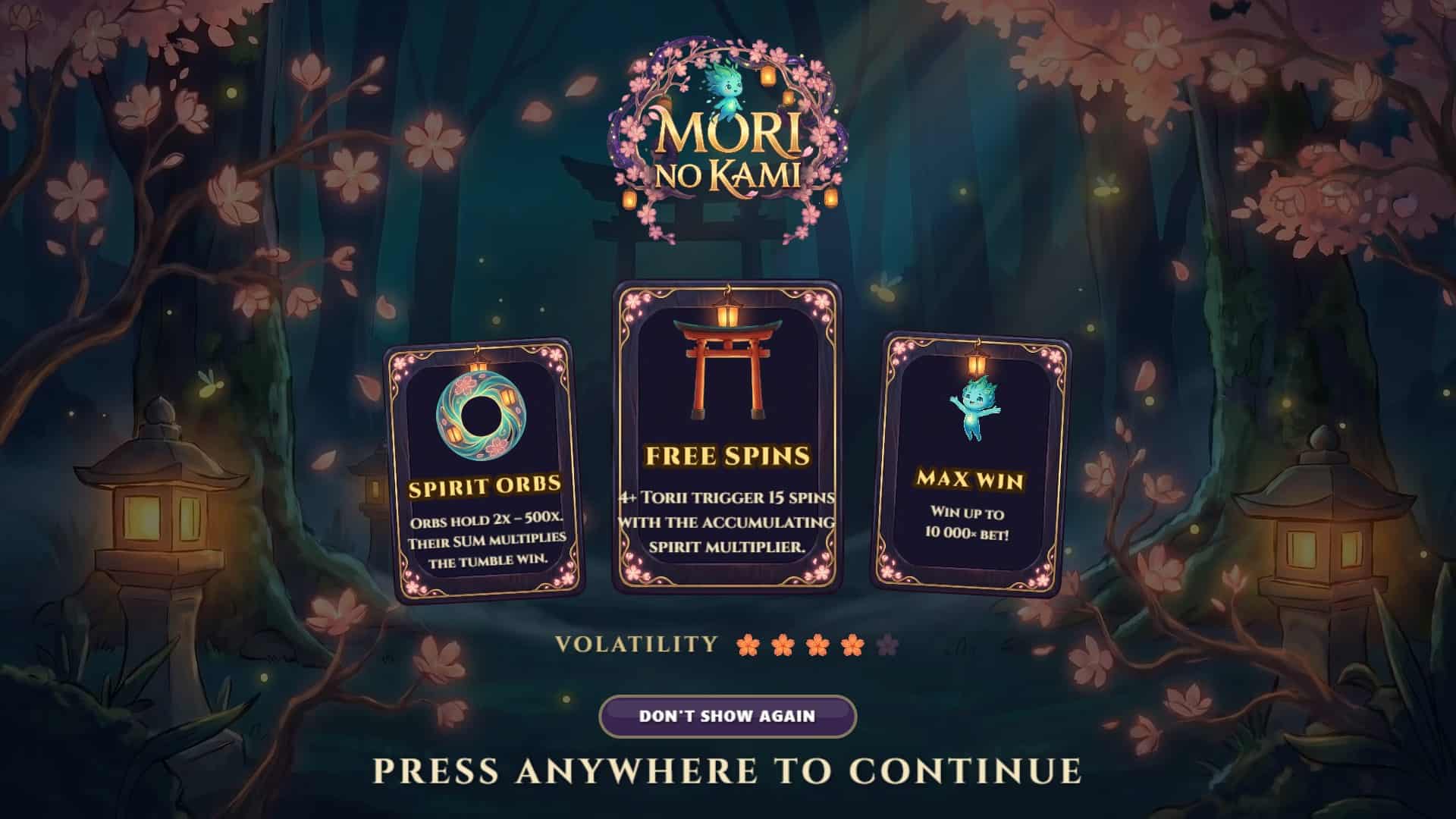 Mori no Kami slot intro screen