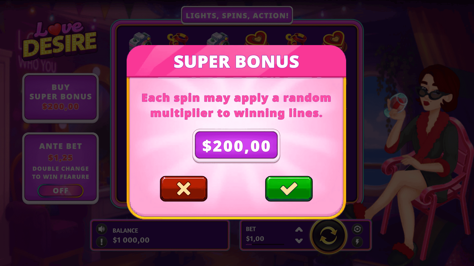 Love Desire bonus buy menu