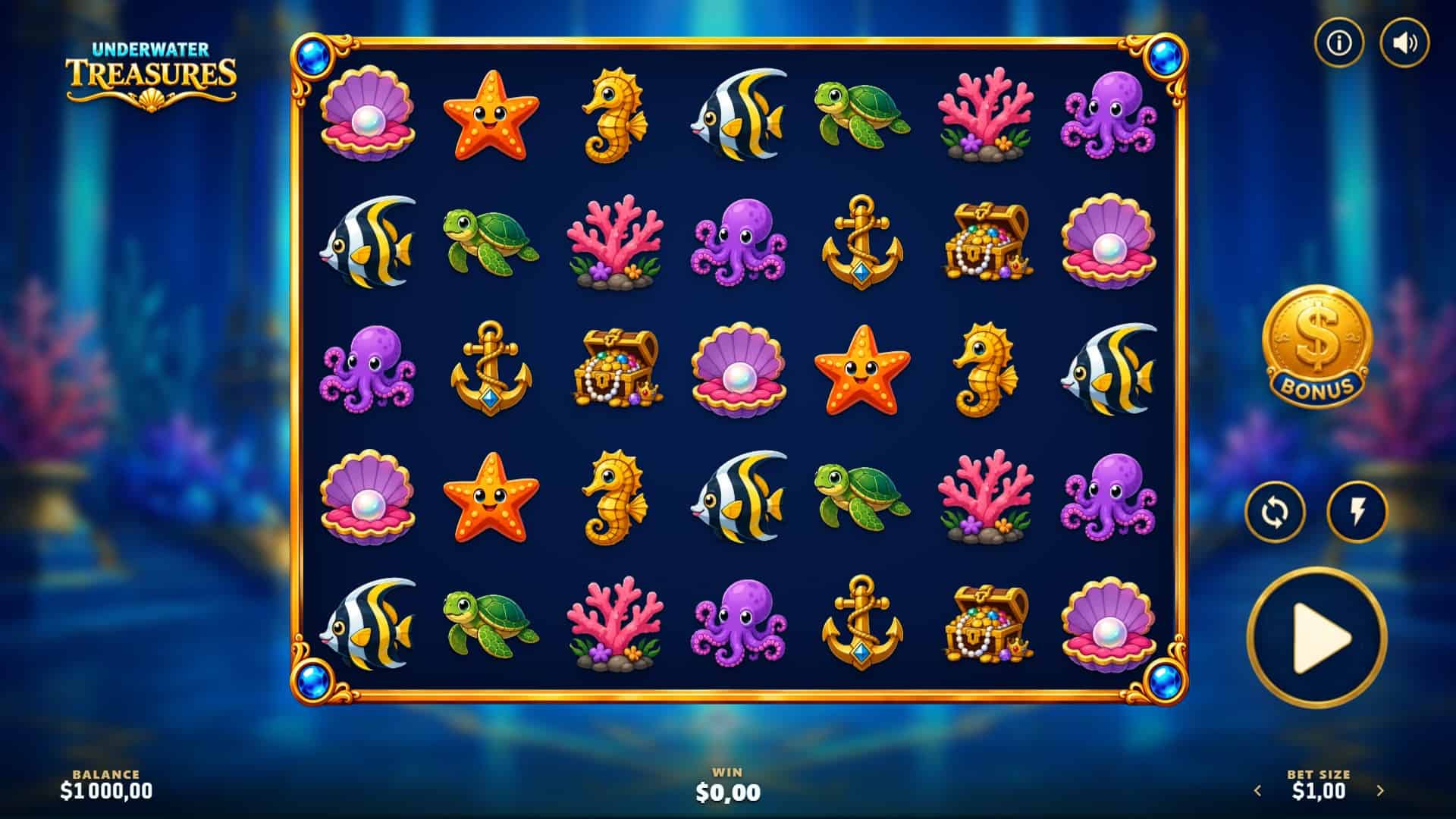 Underwater Treasures slot gameplay reels