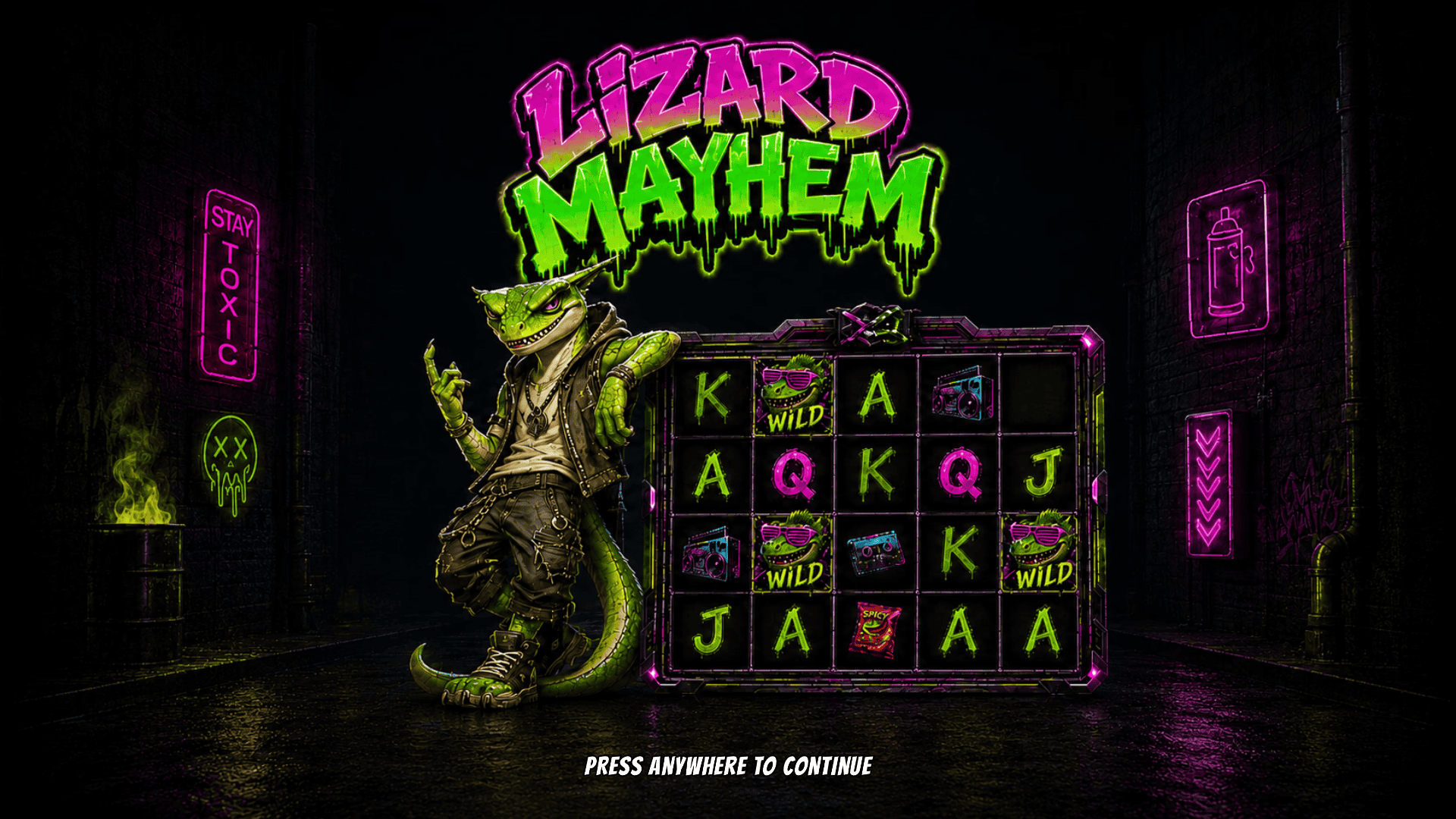 Lizard Mayhem slot intro screen