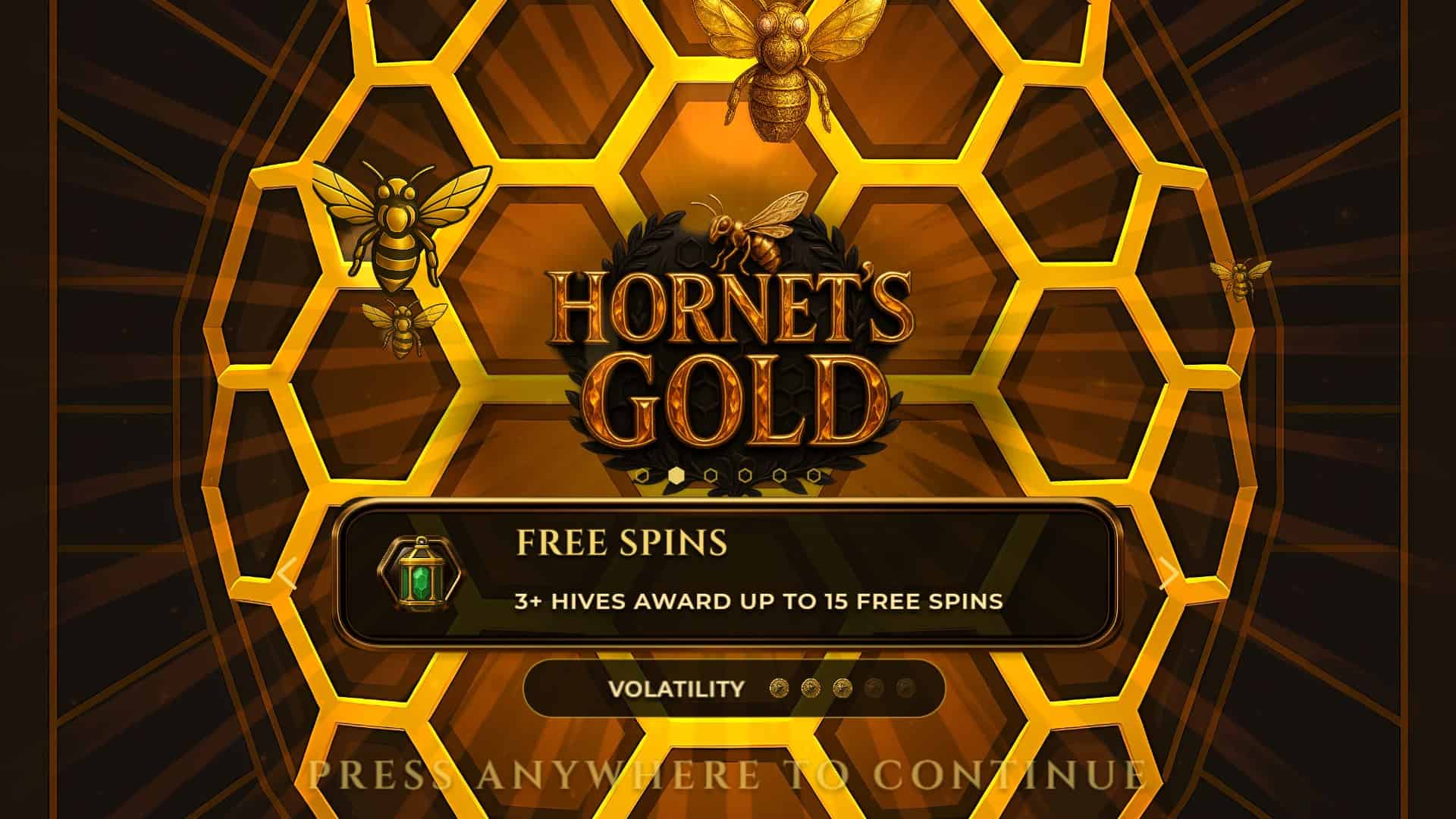 Hornet's Gold slot intro screen