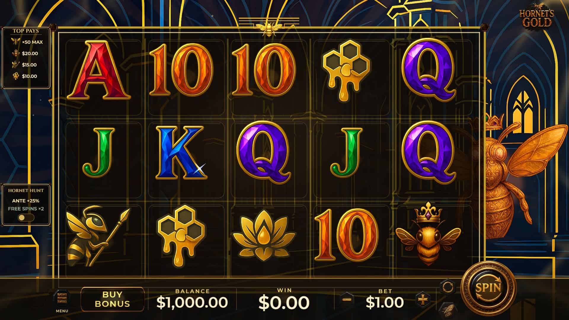Hornet's Gold slot gameplay reels