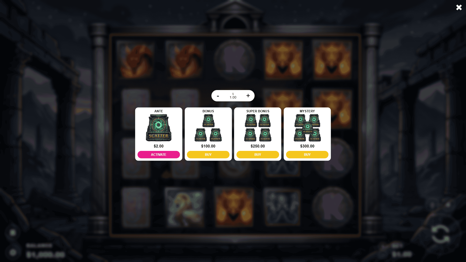 Beasts of Legend bonus buy menu