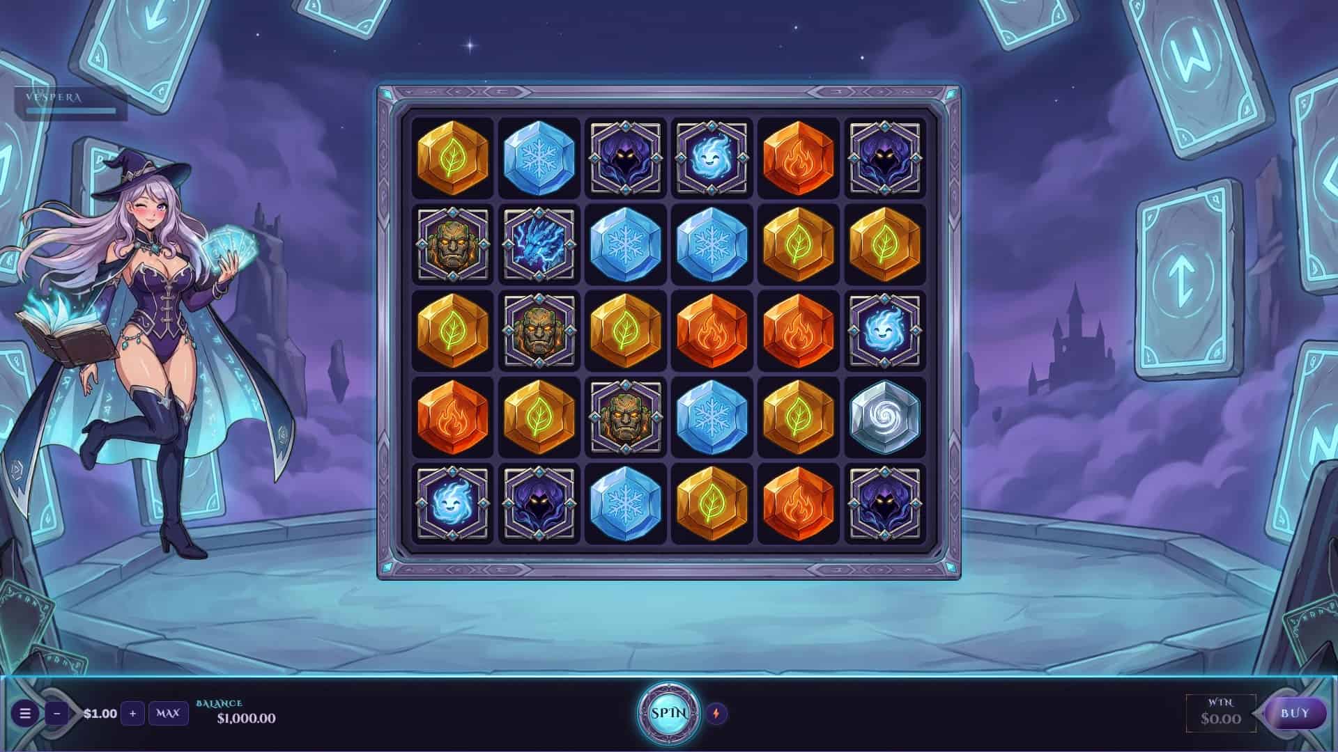 Duskweaver Duel slot gameplay reels