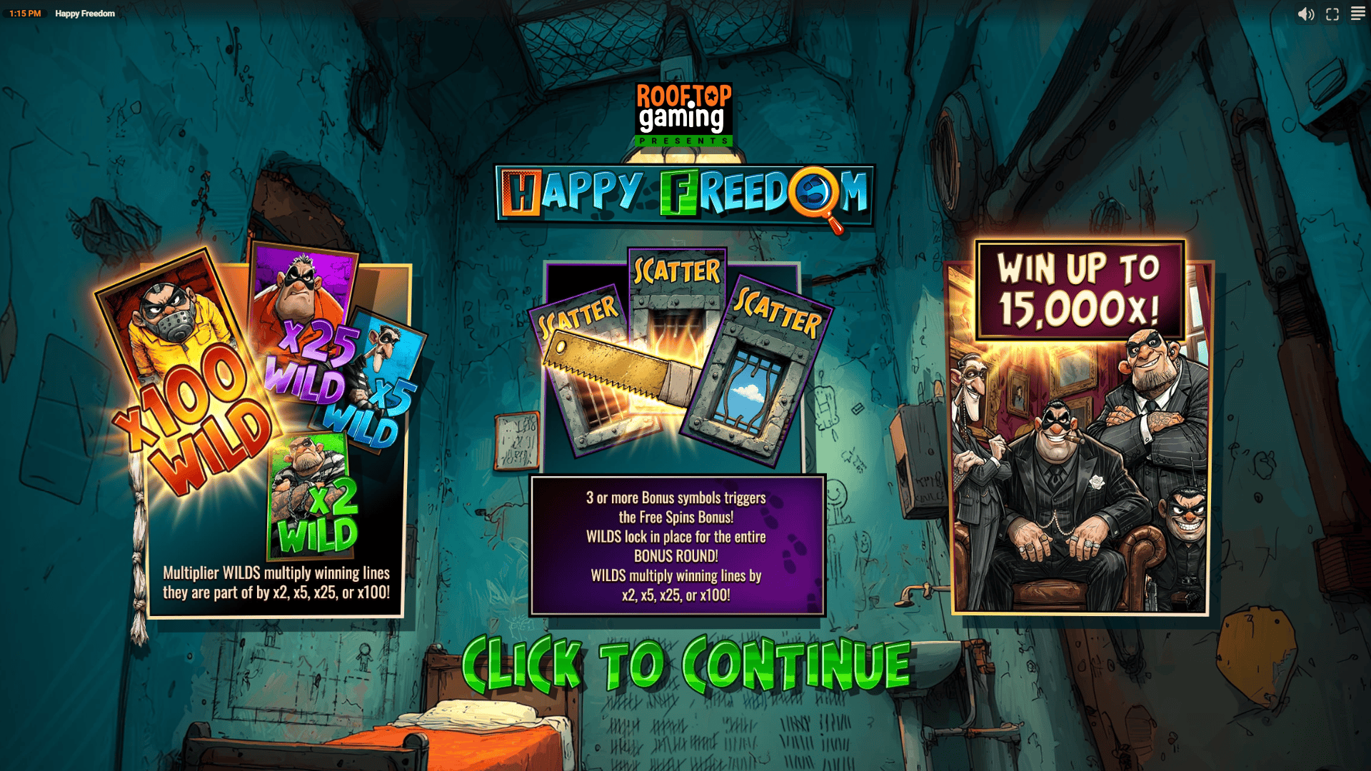 Happy Freedom slot intro screen