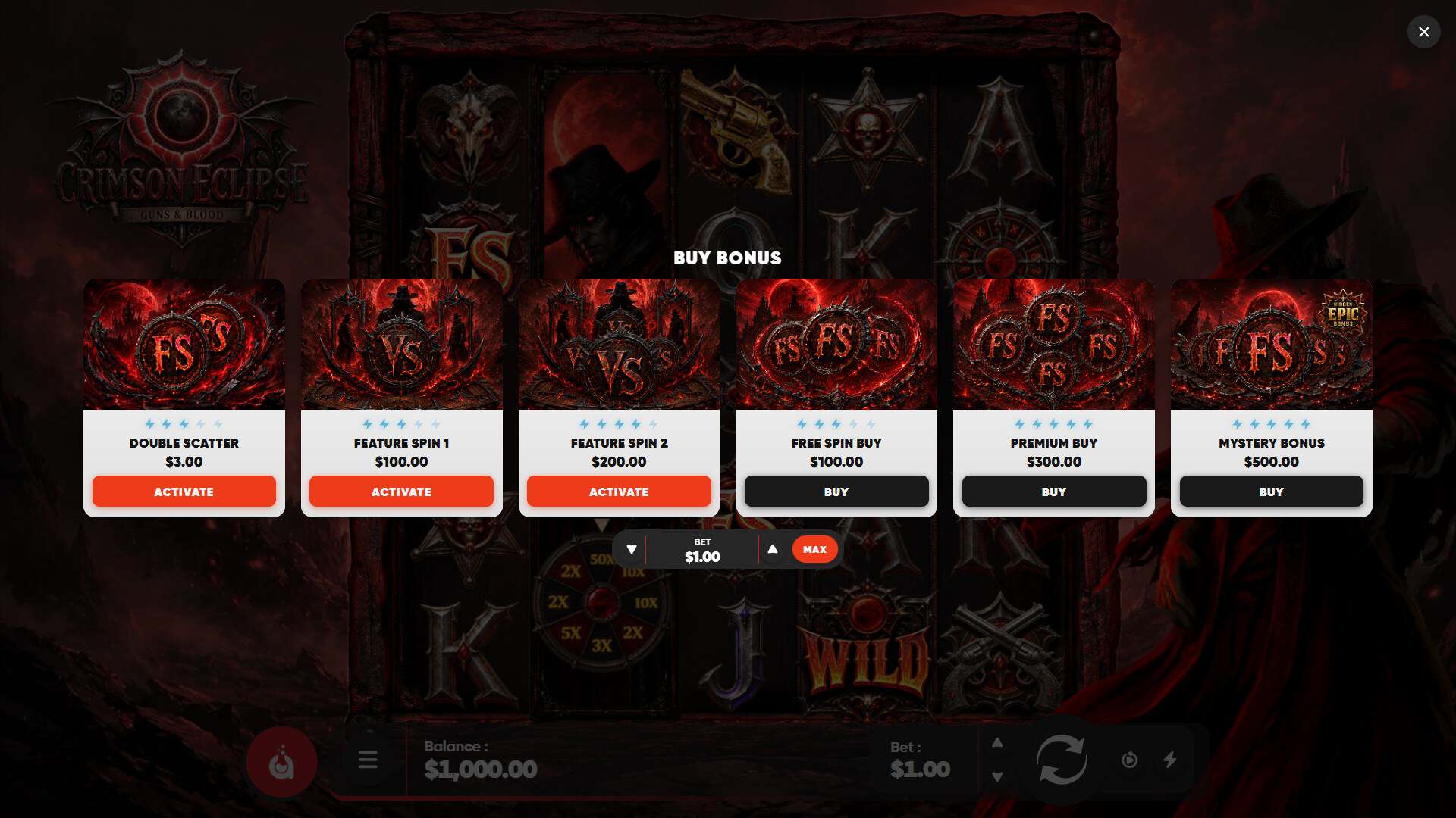 Crimson Eclipse bonus buy menu