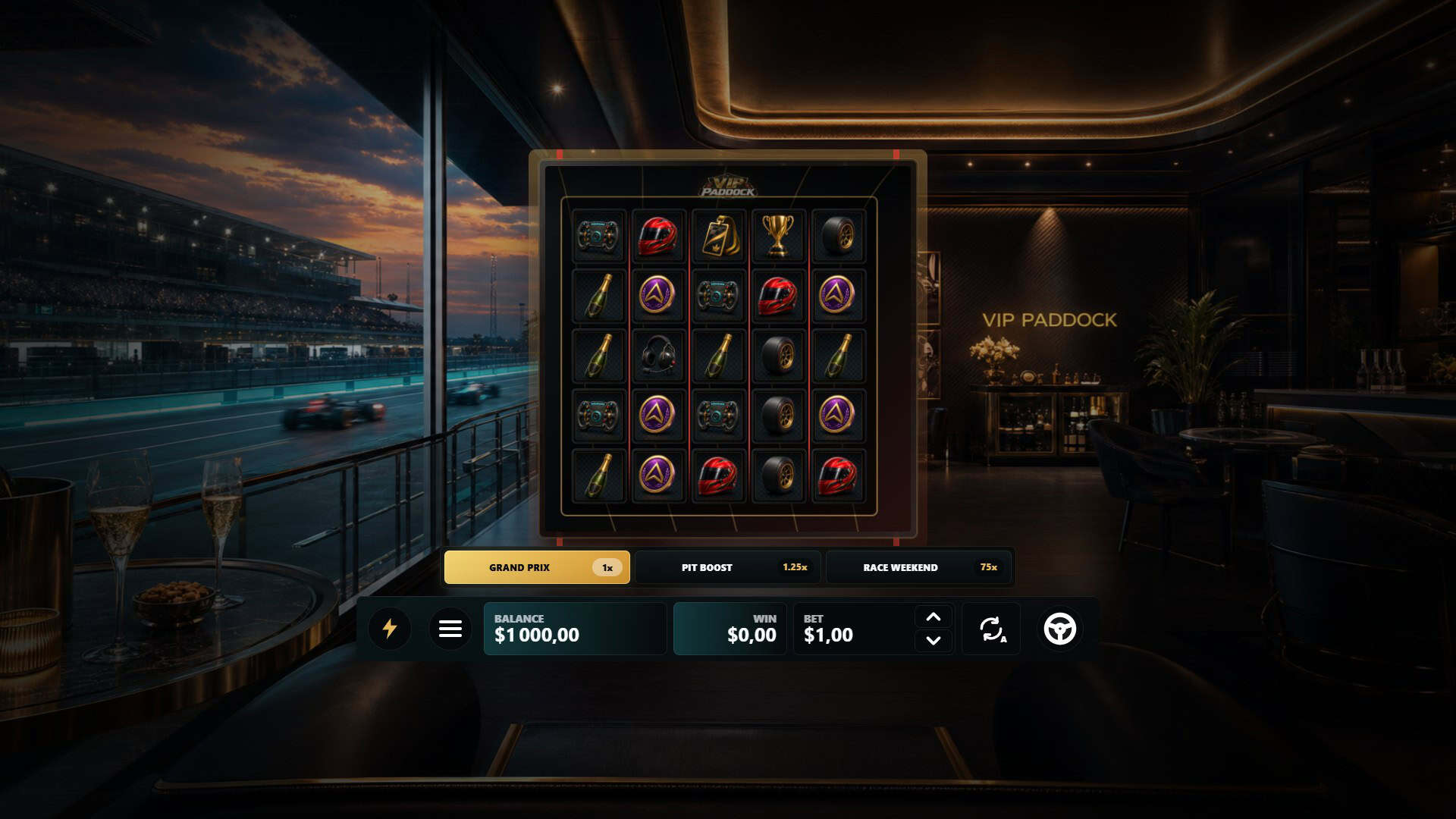 VIP Paddock slot gameplay reels