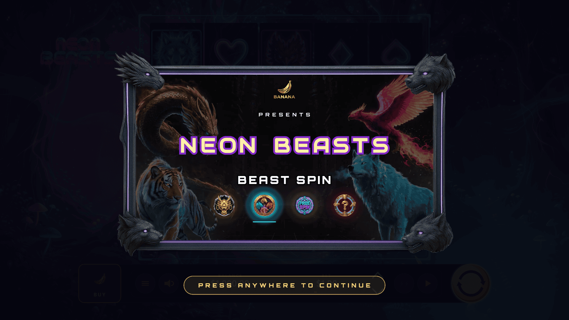 Neon Beasts slot intro screen