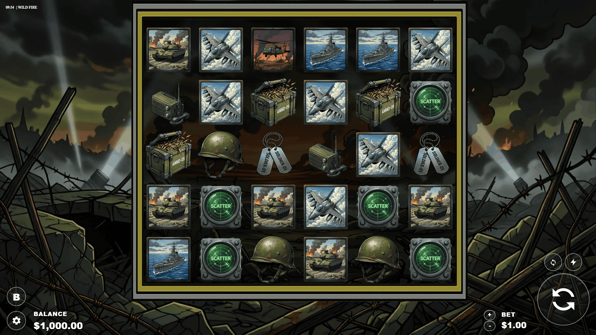 Wild Fire slot gameplay reels