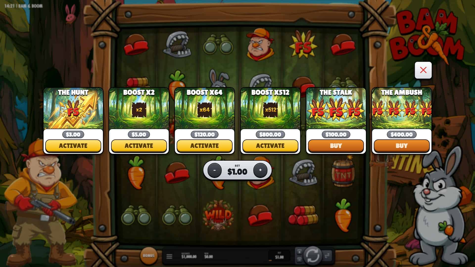 Bam & Boom bonus buy menu