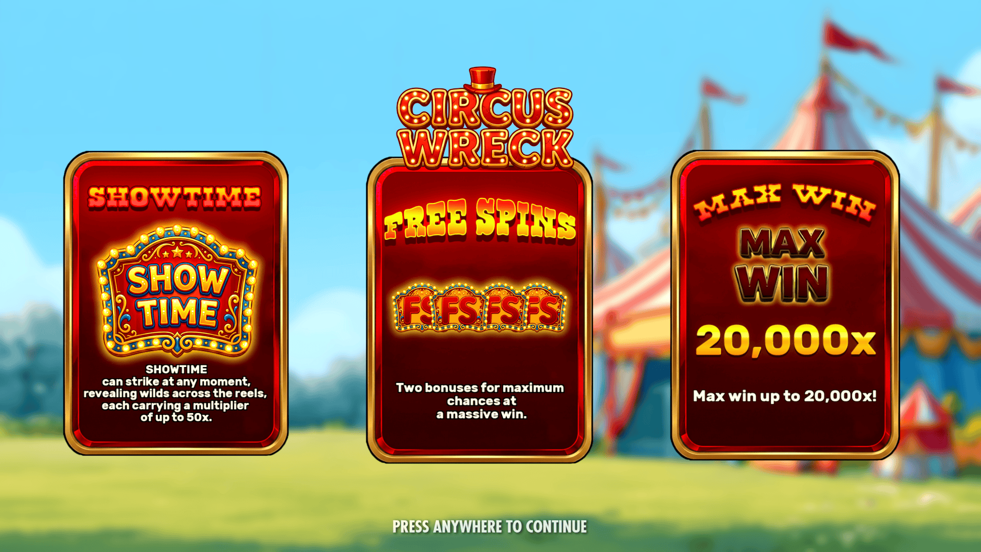 Circus Wreck slot intro screen