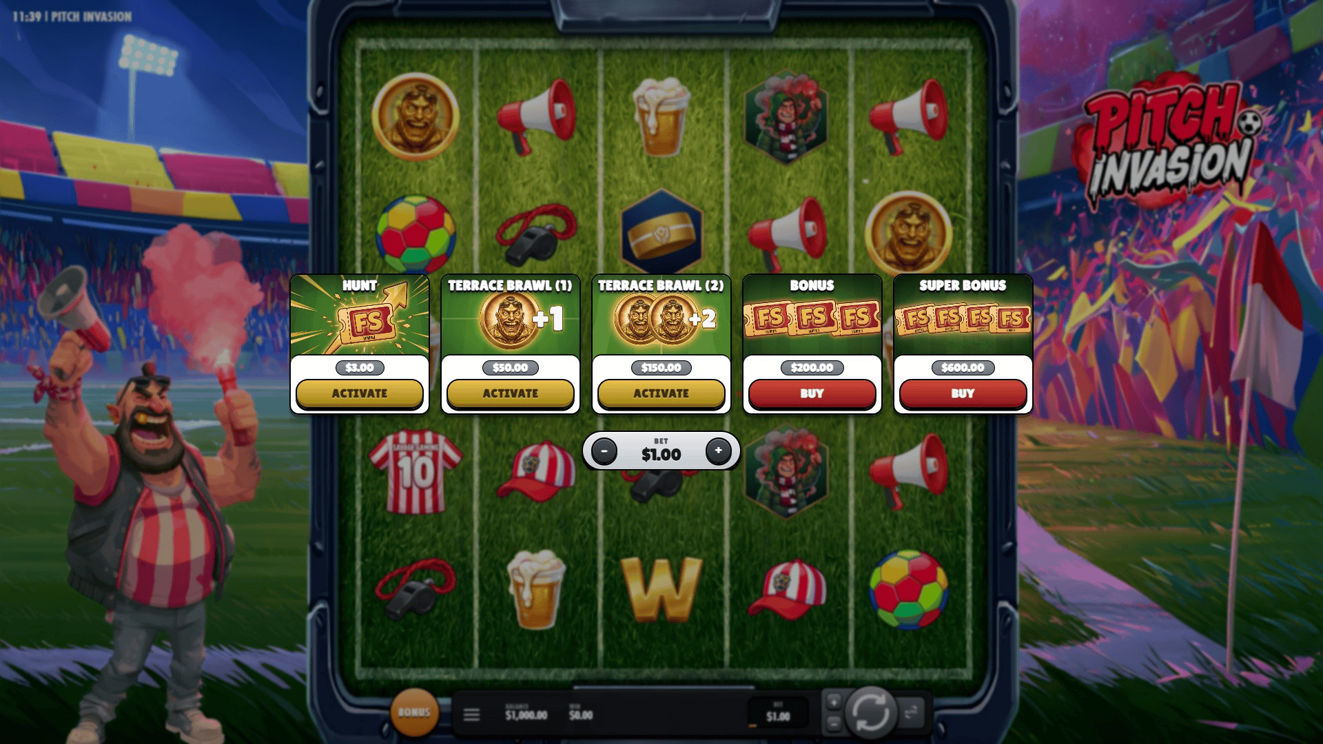 Pitch Invasion bonus buy menu