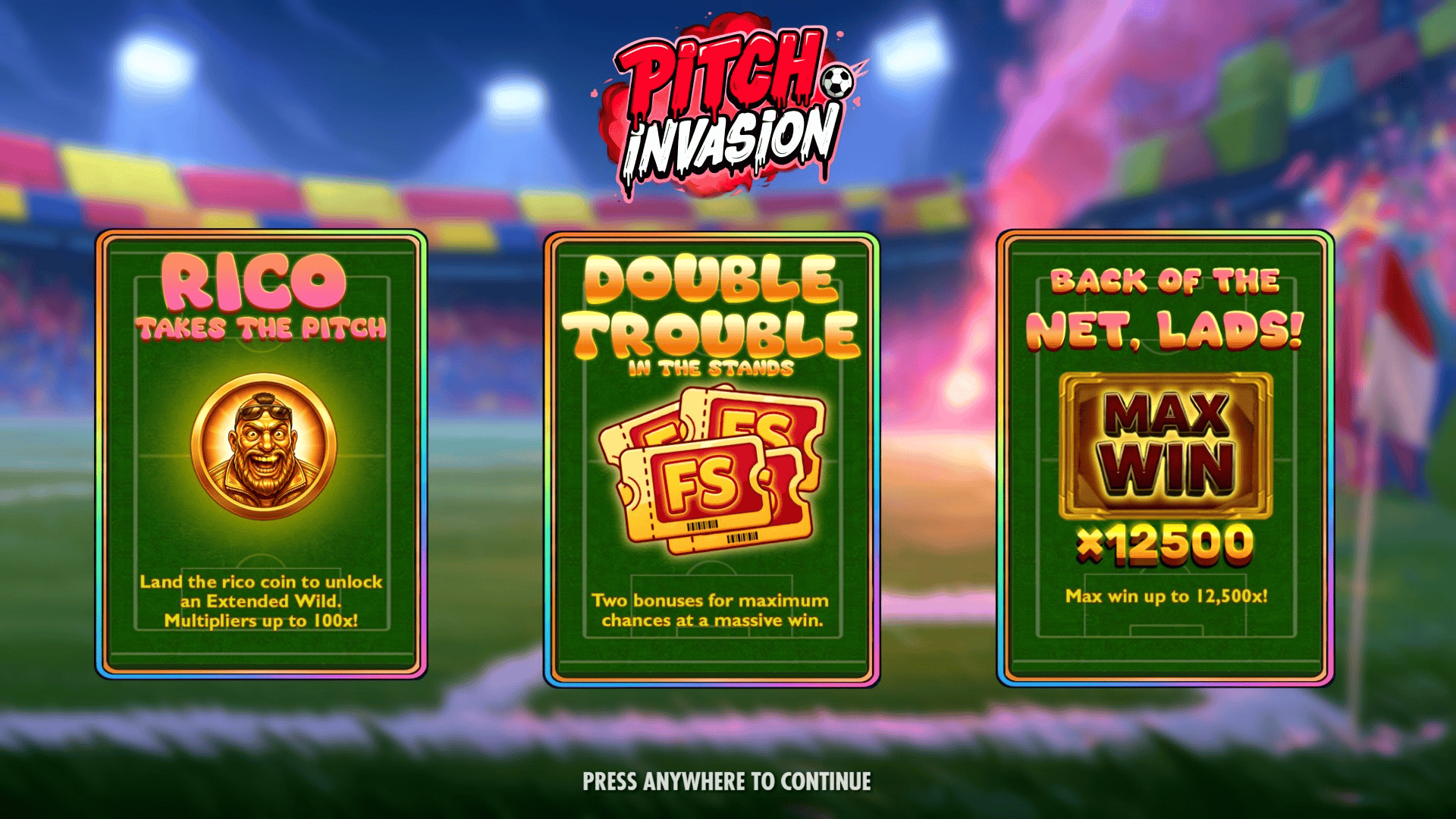 Pitch Invasion slot intro screen