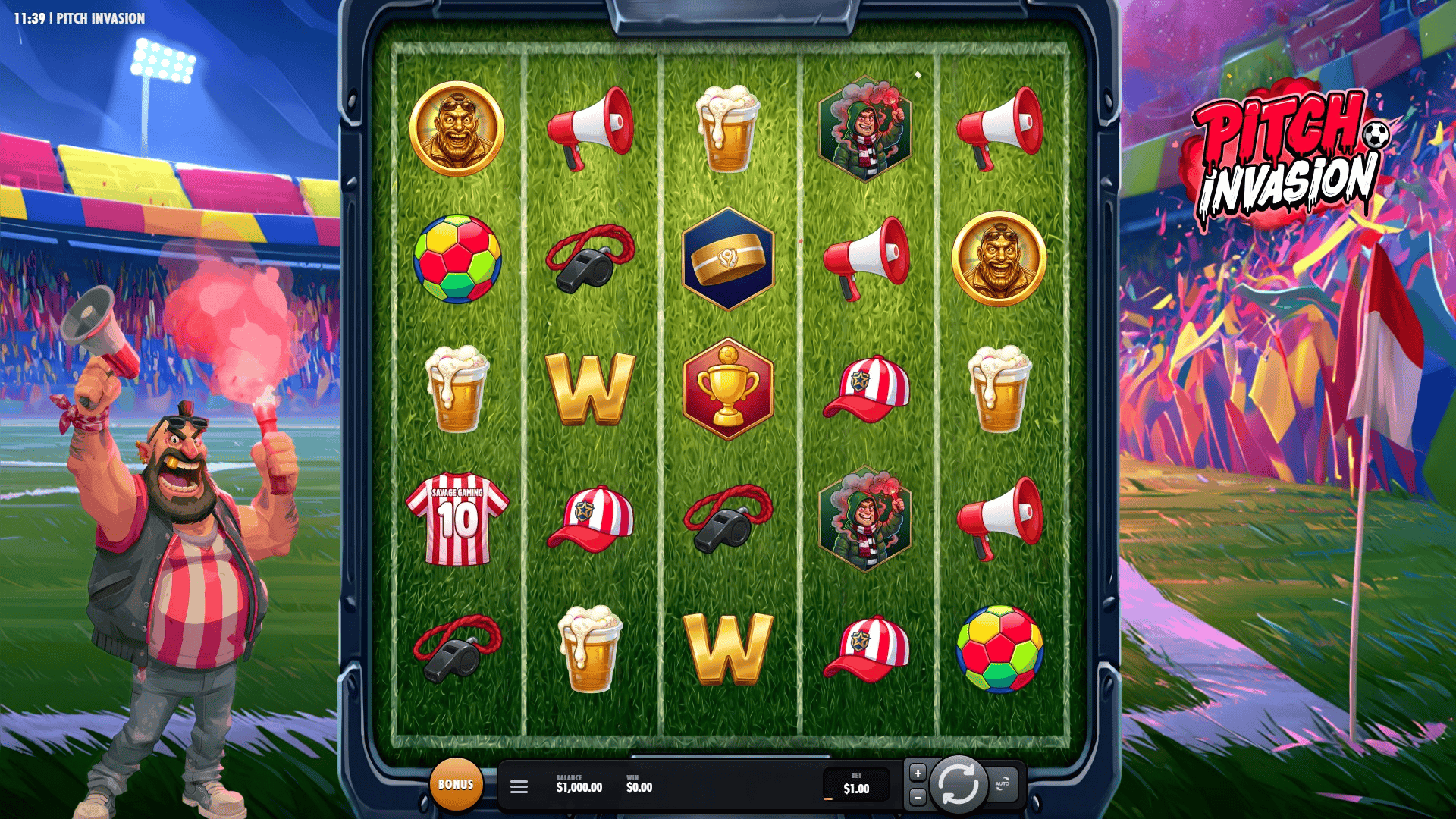 Pitch Invasion slot gameplay reels