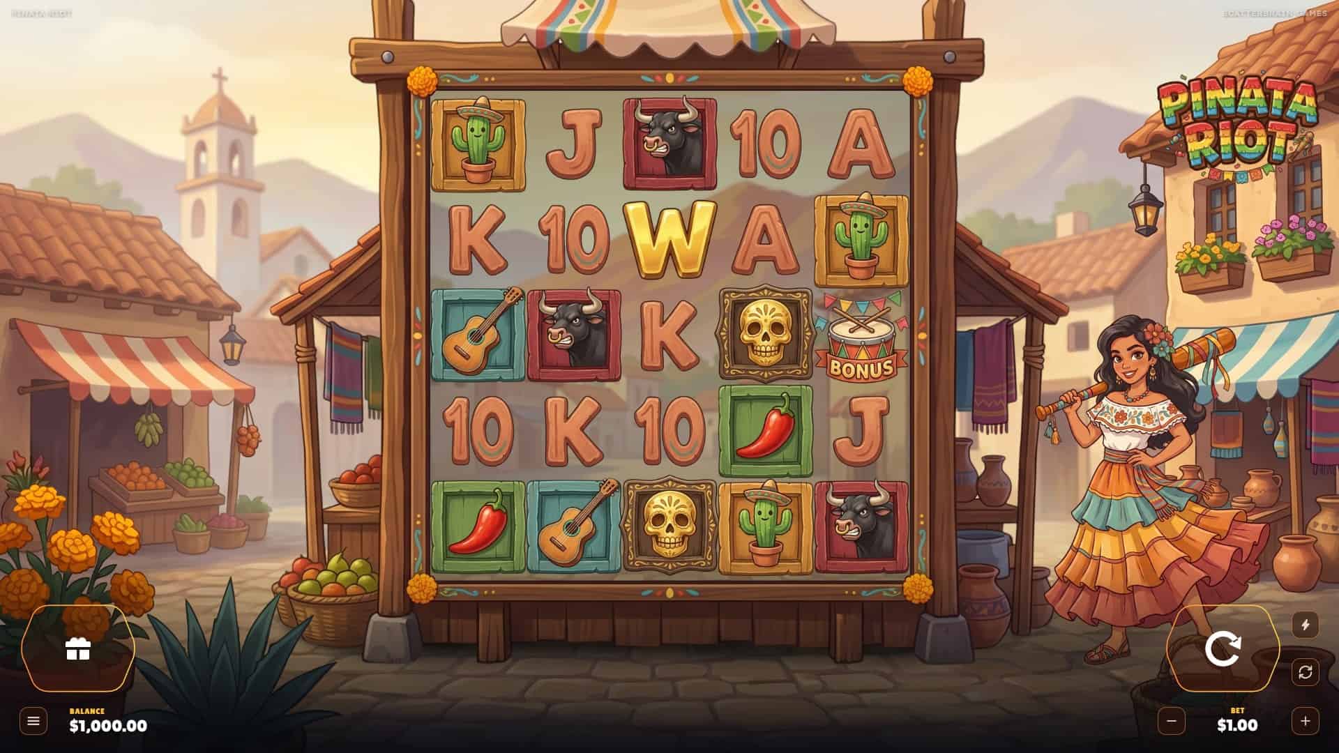 Pinata Riot slot gameplay reels