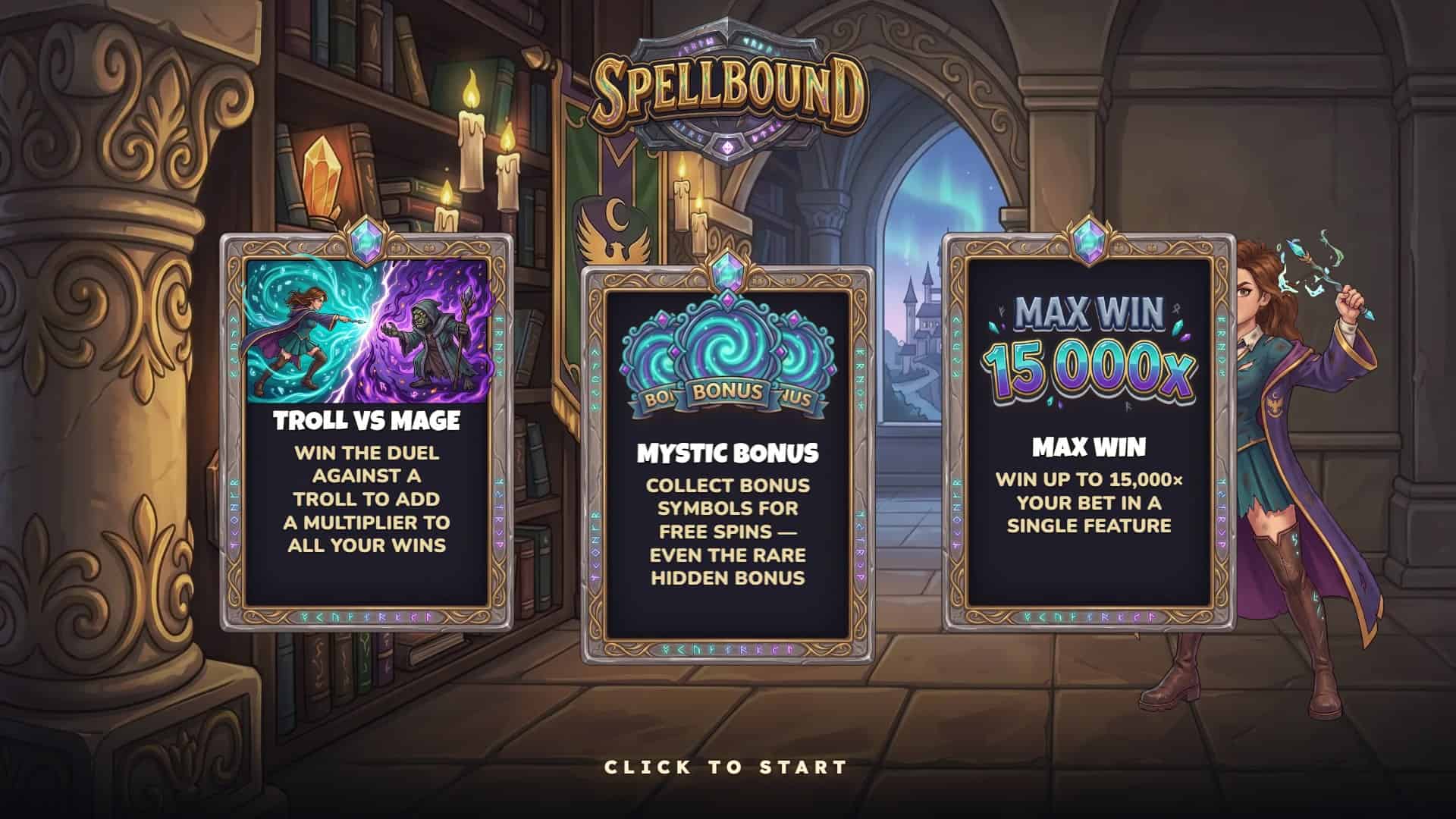Spellbound slot intro screen