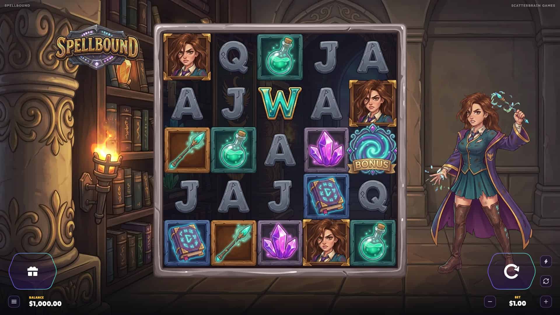 Spellbound slot gameplay reels