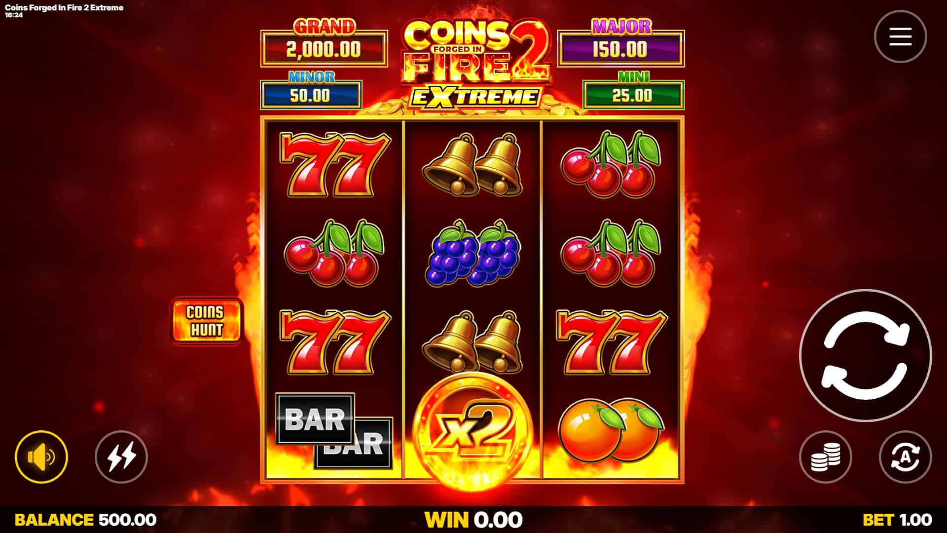 Coins Forged in Fire 2 Extreme slot gameplay reels